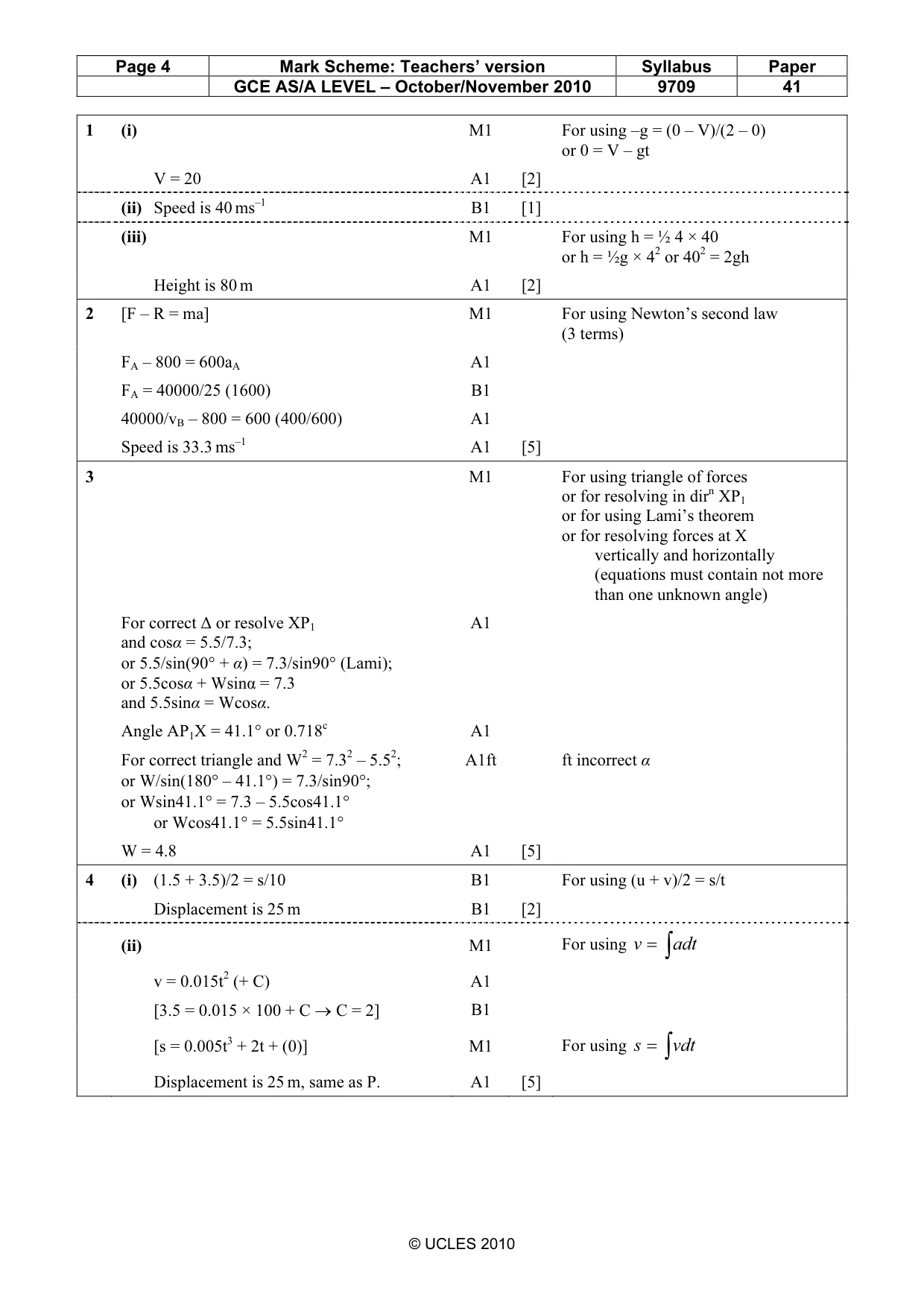 Mark scheme, page 4 of 6