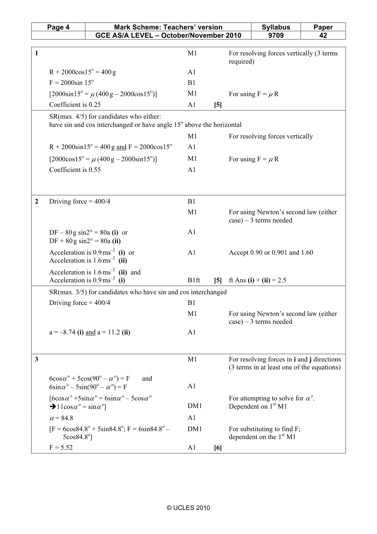 Mark scheme, page 4 of 7