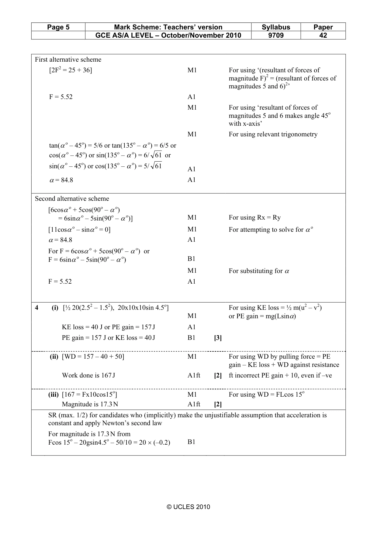 Mark scheme, page 5 of 7