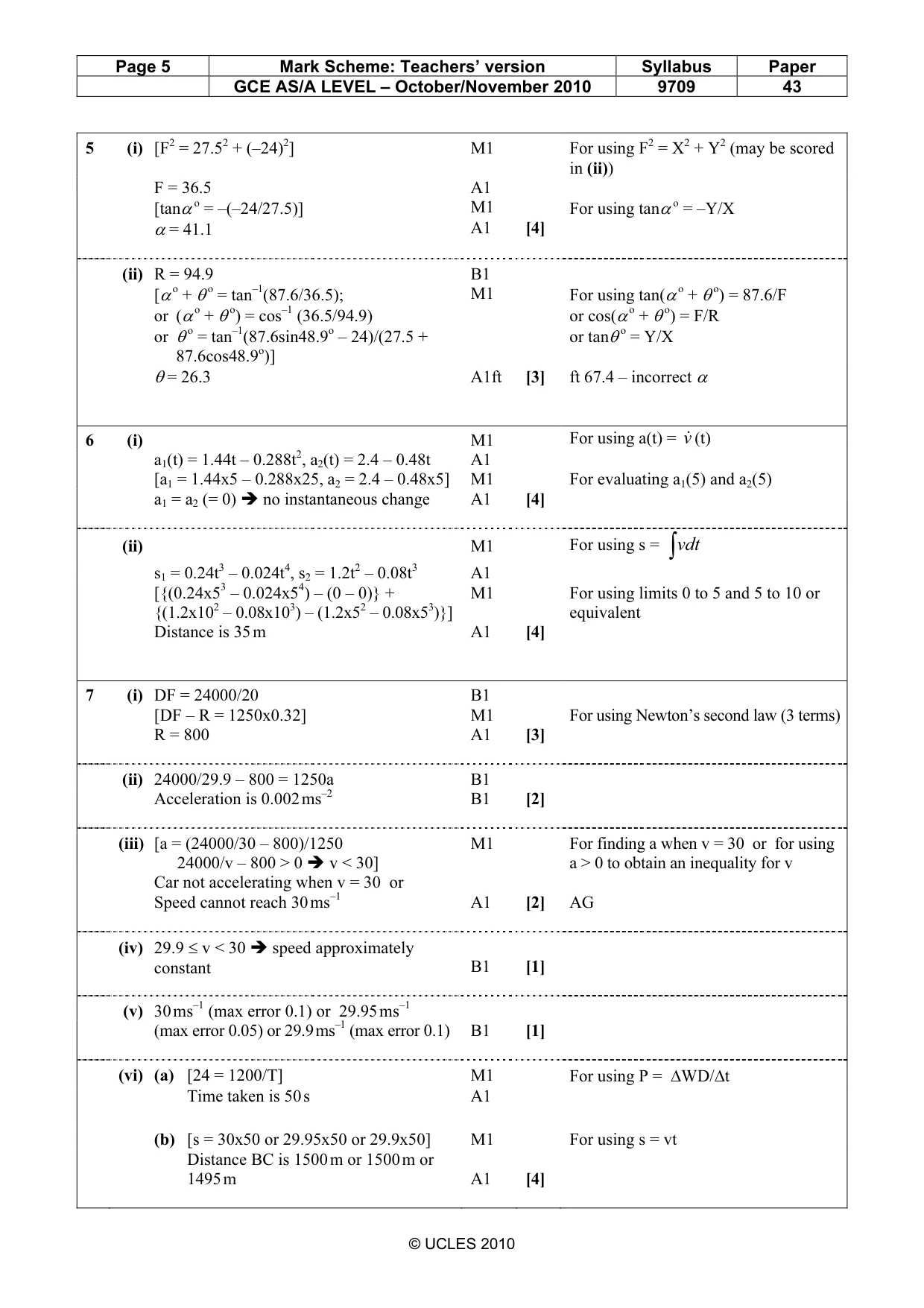 Mark scheme, page 5 of 6