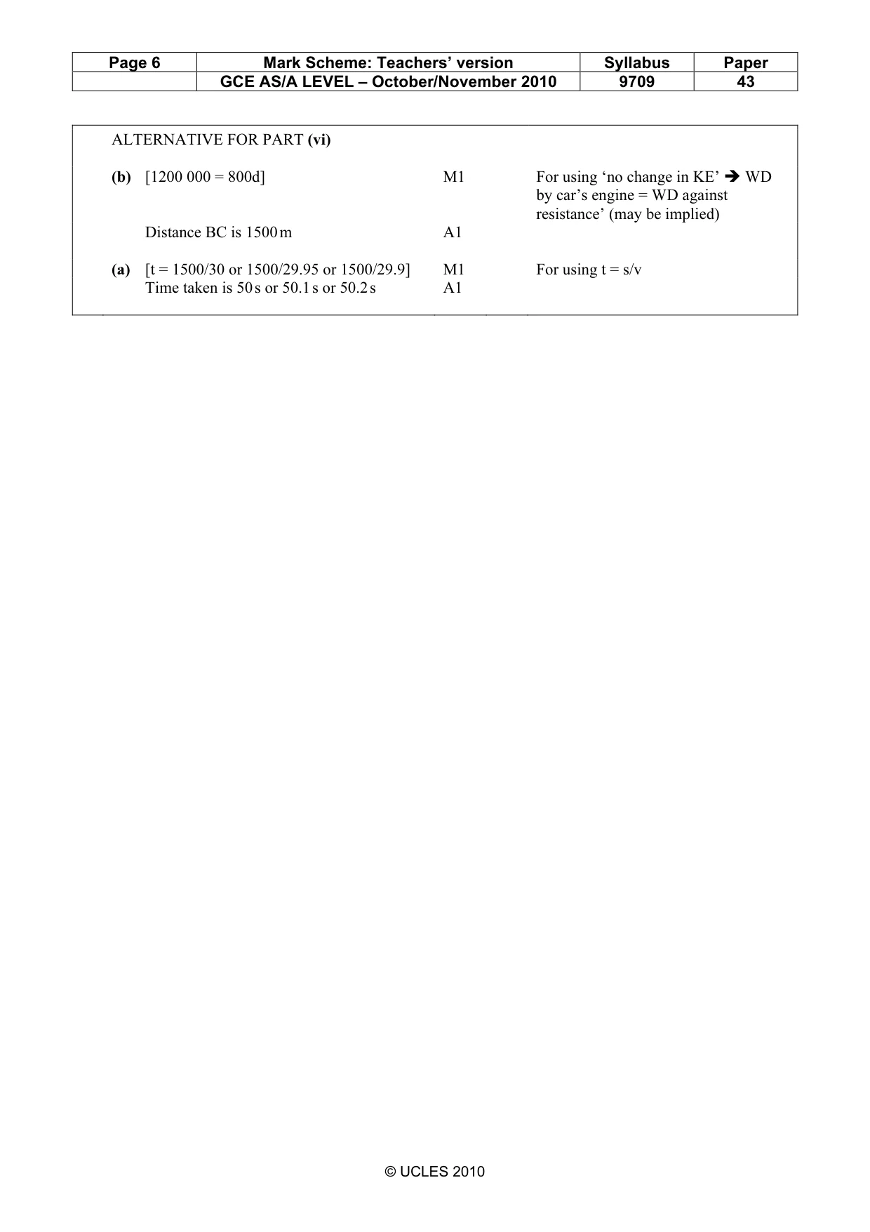 Mark scheme, page 6 of 6