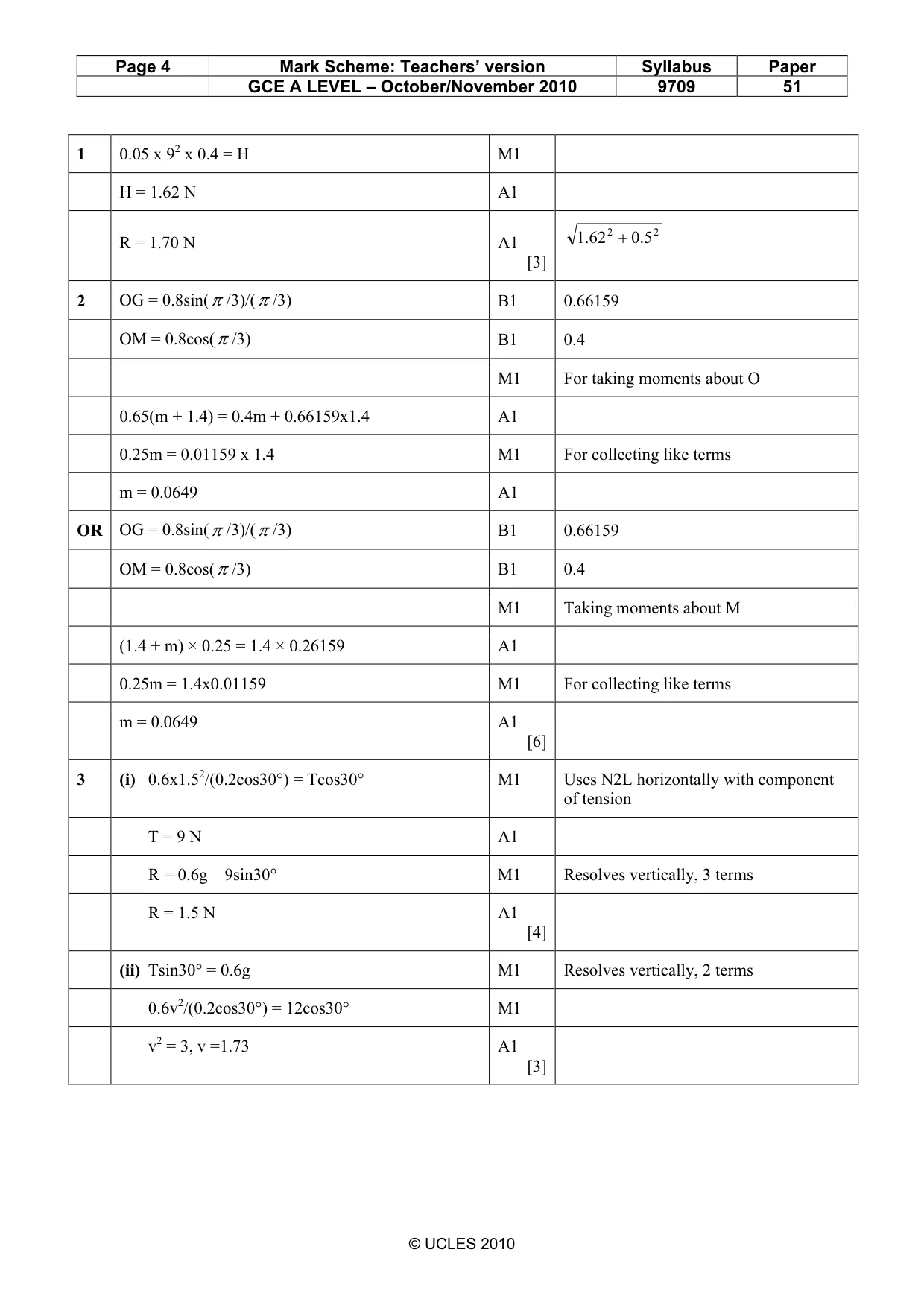 Mark scheme, page 4 of 6