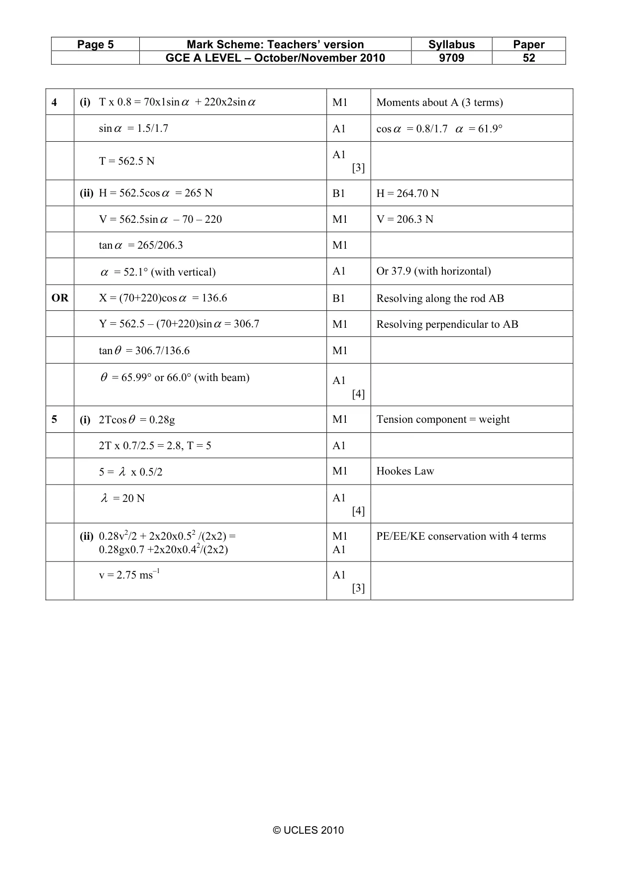 Mark scheme, page 5 of 6