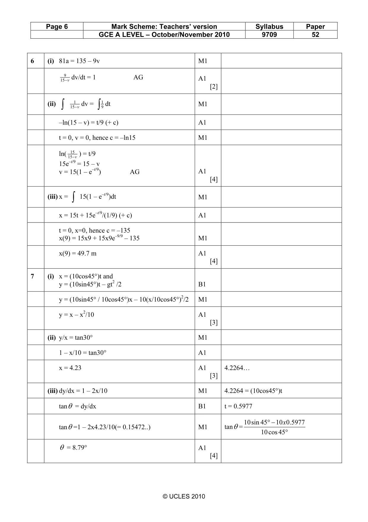 Mark scheme, page 6 of 6
