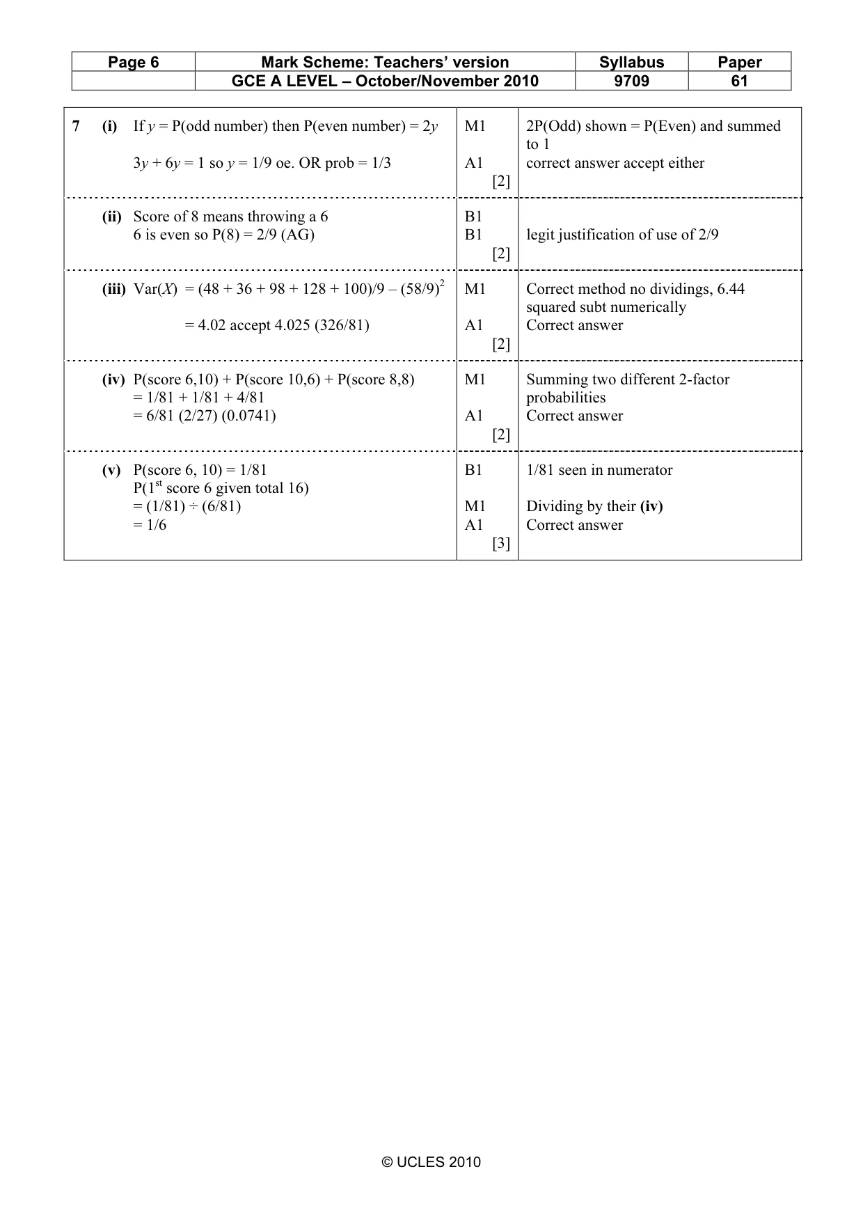 Mark scheme, page 6 of 6