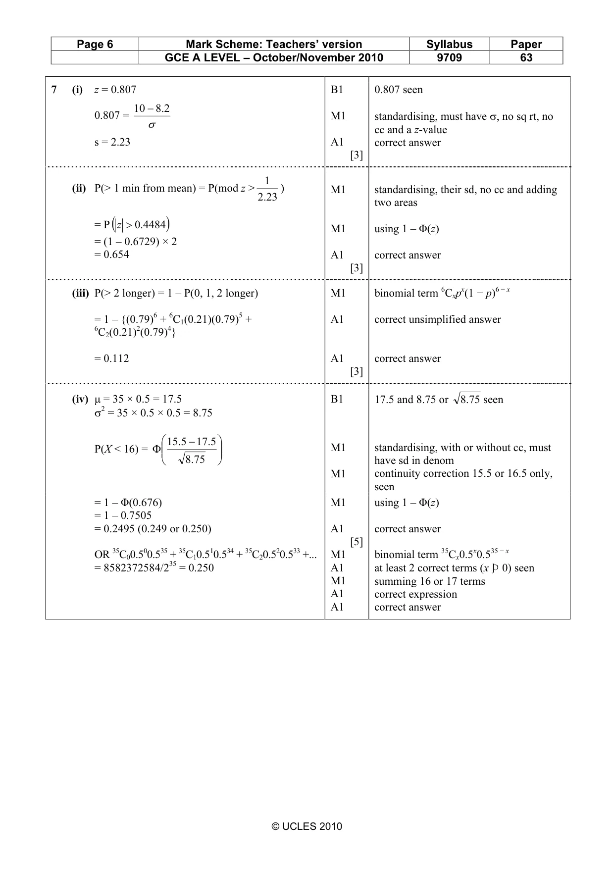 Mark scheme, page 6 of 6