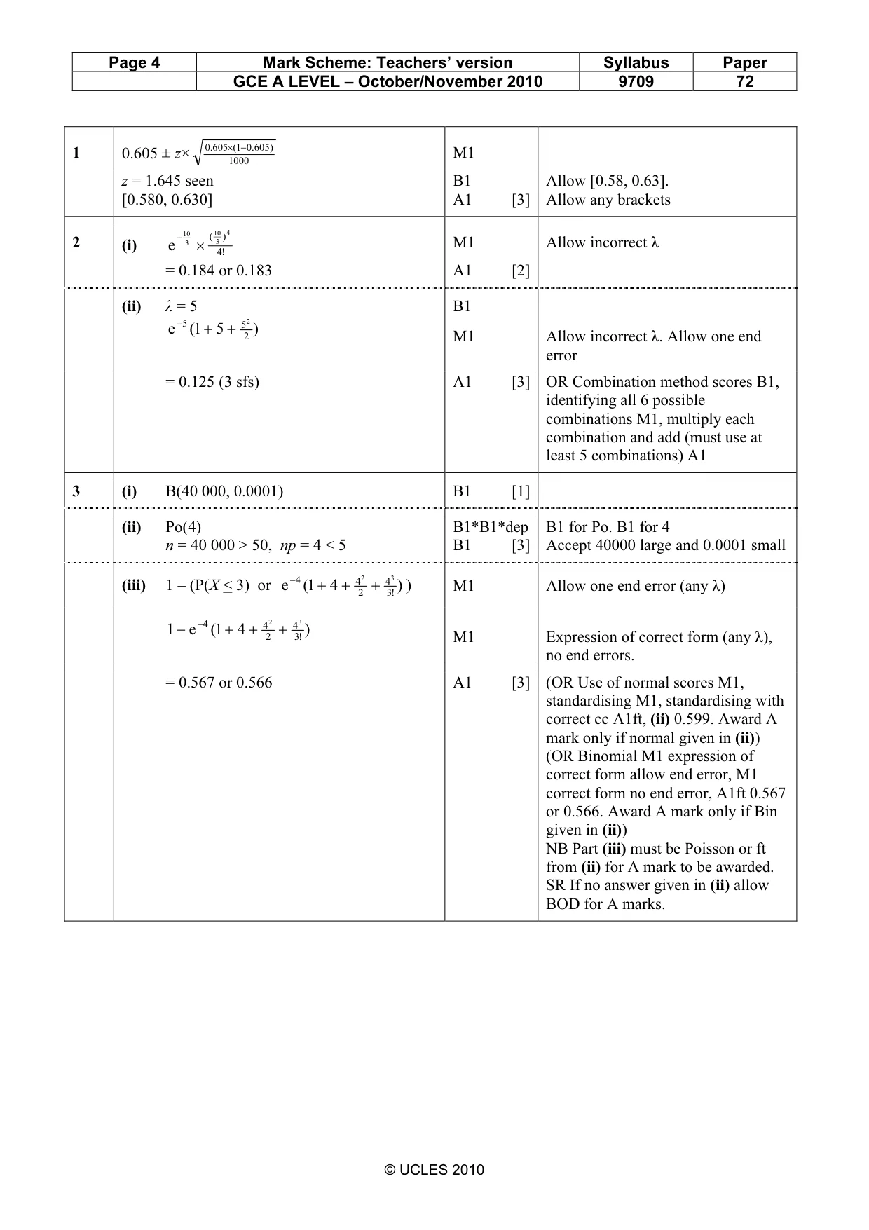 Mark scheme, page 4 of 6