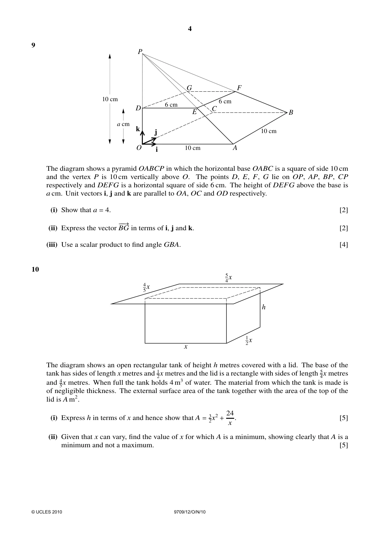 Cambridge A Level Mathematics 9709 2010 Oct/Nov Paper 1 · Variant 2 question paper, page 4 of 8