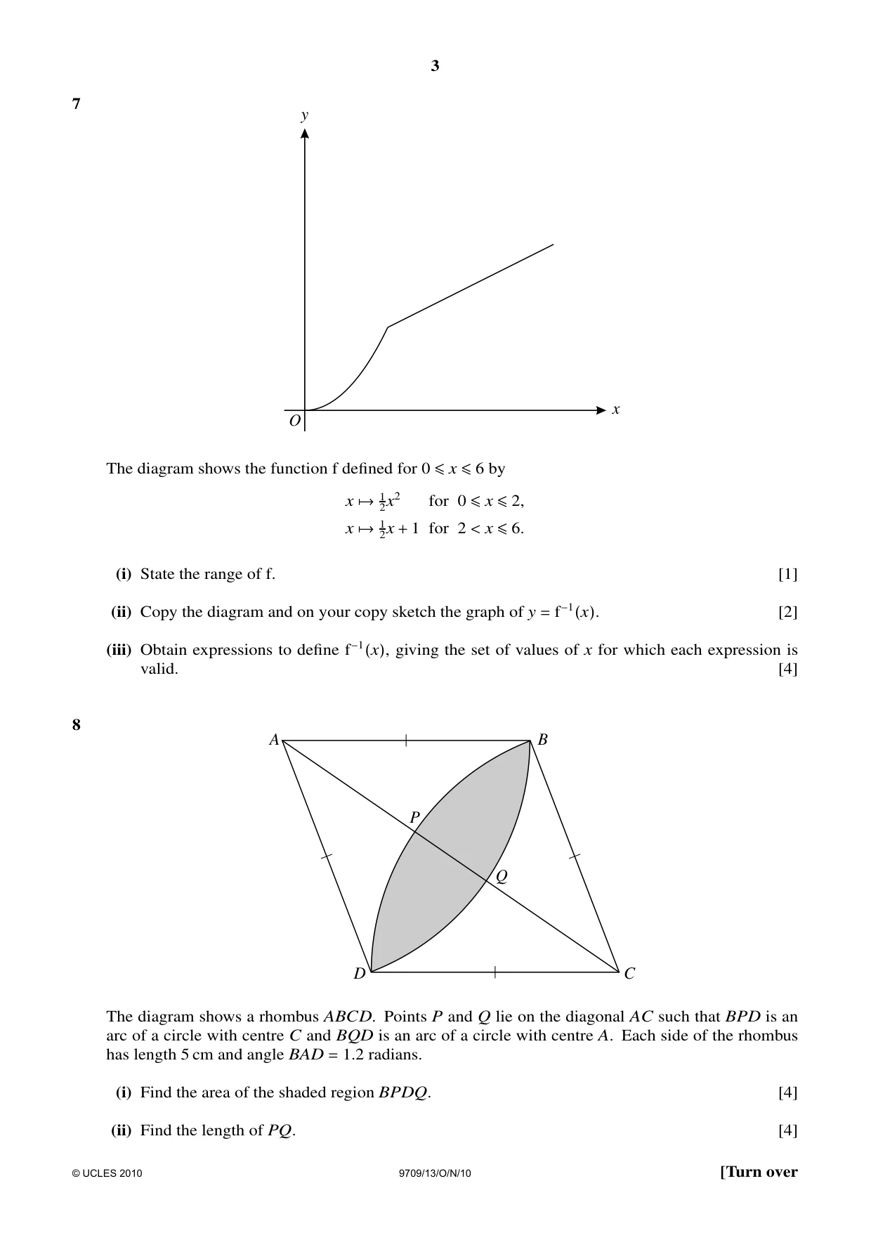 Cambridge A Level Mathematics 9709 2010 Oct/Nov Paper 1 · Variant 3 question paper, page 3 of 8