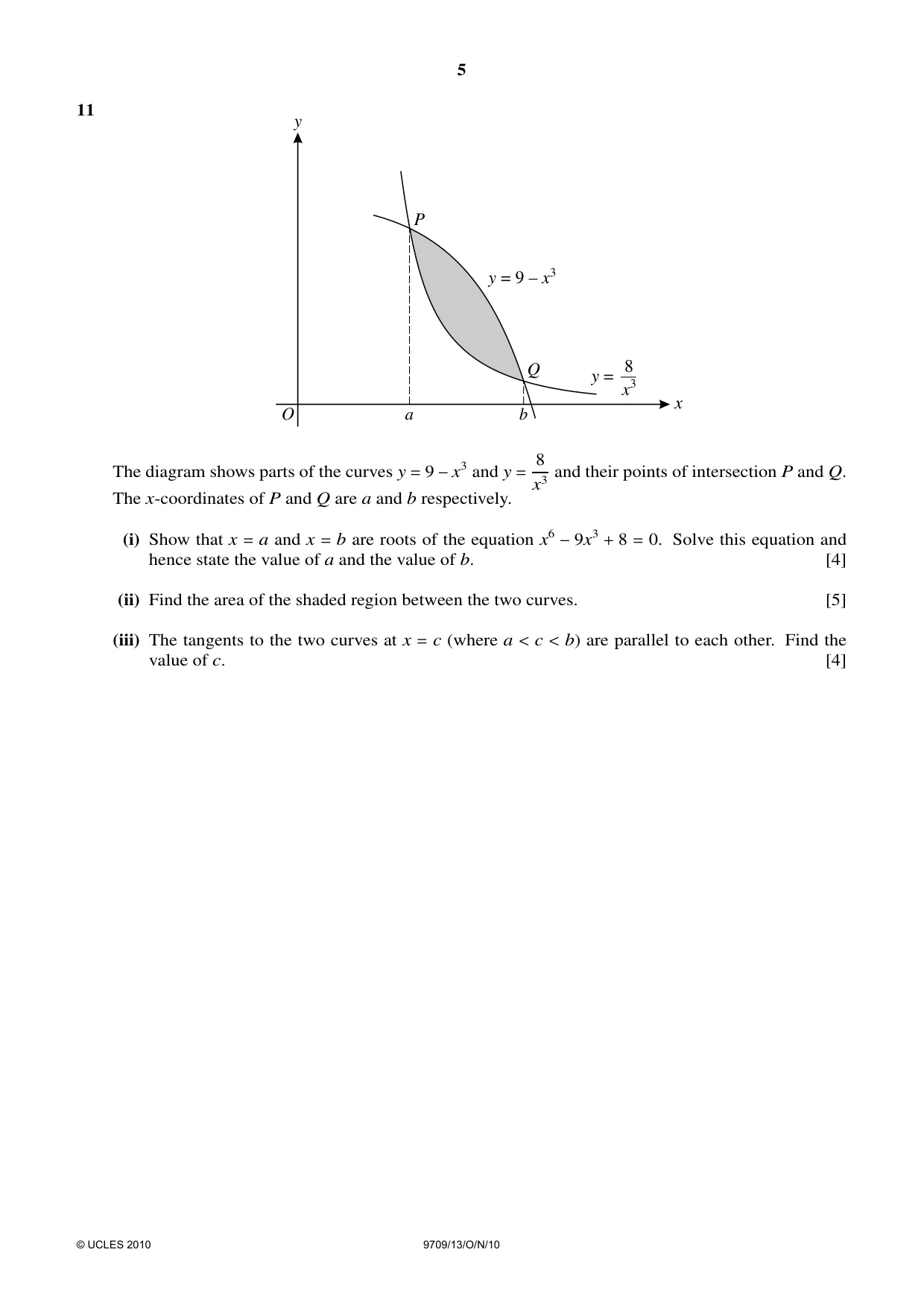 Cambridge A Level Mathematics 9709 2010 Oct/Nov Paper 1 · Variant 3 question paper, page 5 of 8