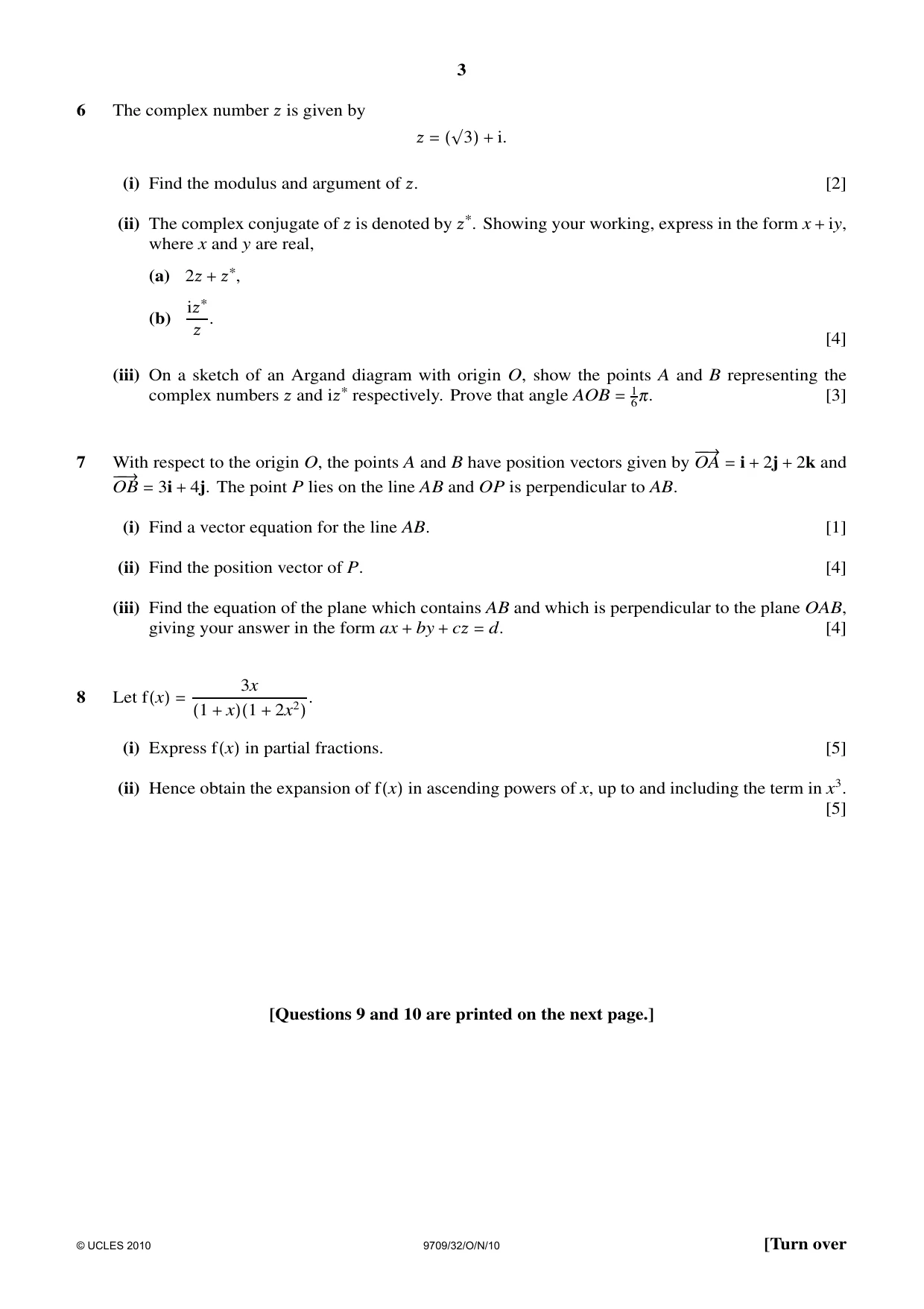 Cambridge A Level Mathematics 9709 2010 Oct/Nov Paper 3 · Variant 2 question paper, page 3 of 4