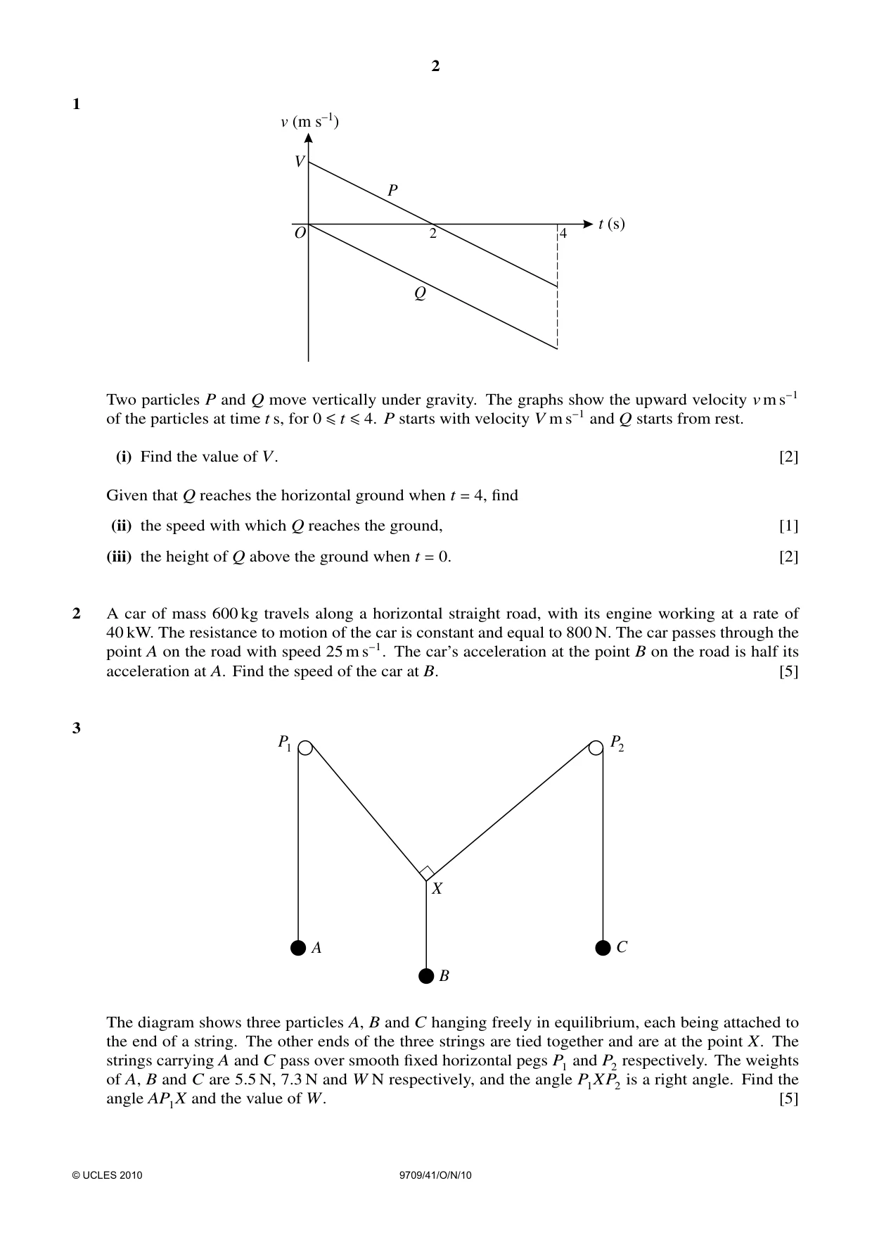 Cambridge A Level Mathematics 9709 2010 Oct/Nov Paper 4 · Variant 1 question paper, page 2 of 4