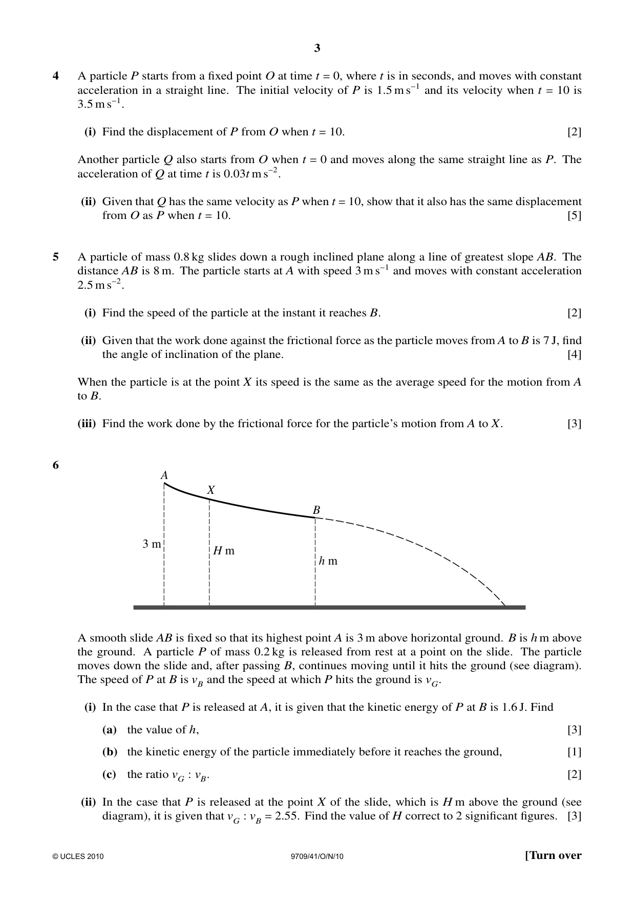 Cambridge A Level Mathematics 9709 2010 Oct/Nov Paper 4 · Variant 1 question paper, page 3 of 4