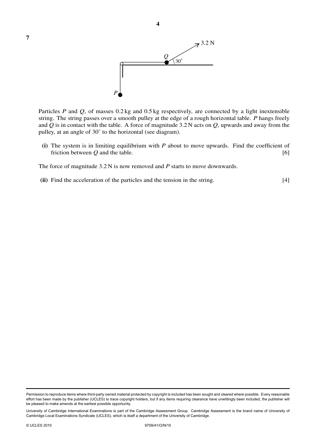 Cambridge A Level Mathematics 9709 2010 Oct/Nov Paper 4 · Variant 1 question paper, page 4 of 4
