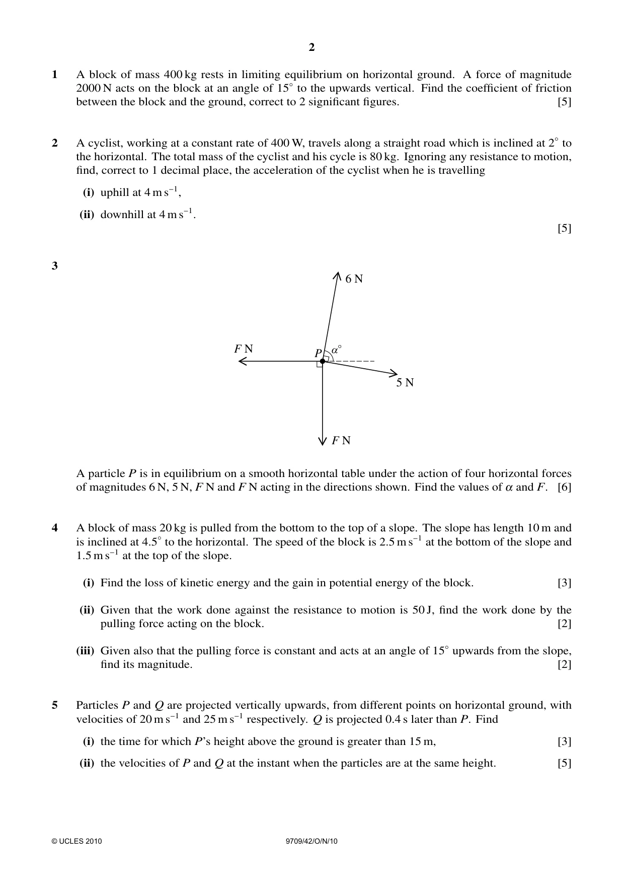 Cambridge A Level Mathematics 9709 2010 Oct/Nov Paper 4 · Variant 2 question paper, page 2 of 4