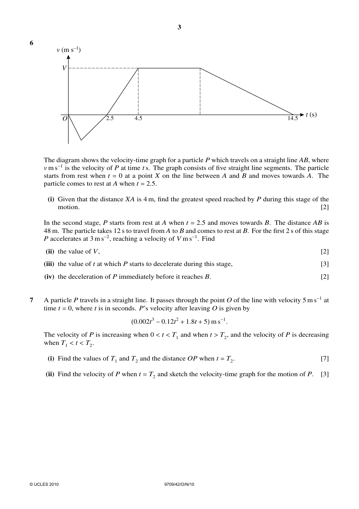 Cambridge A Level Mathematics 9709 2010 Oct/Nov Paper 4 · Variant 2 question paper, page 3 of 4