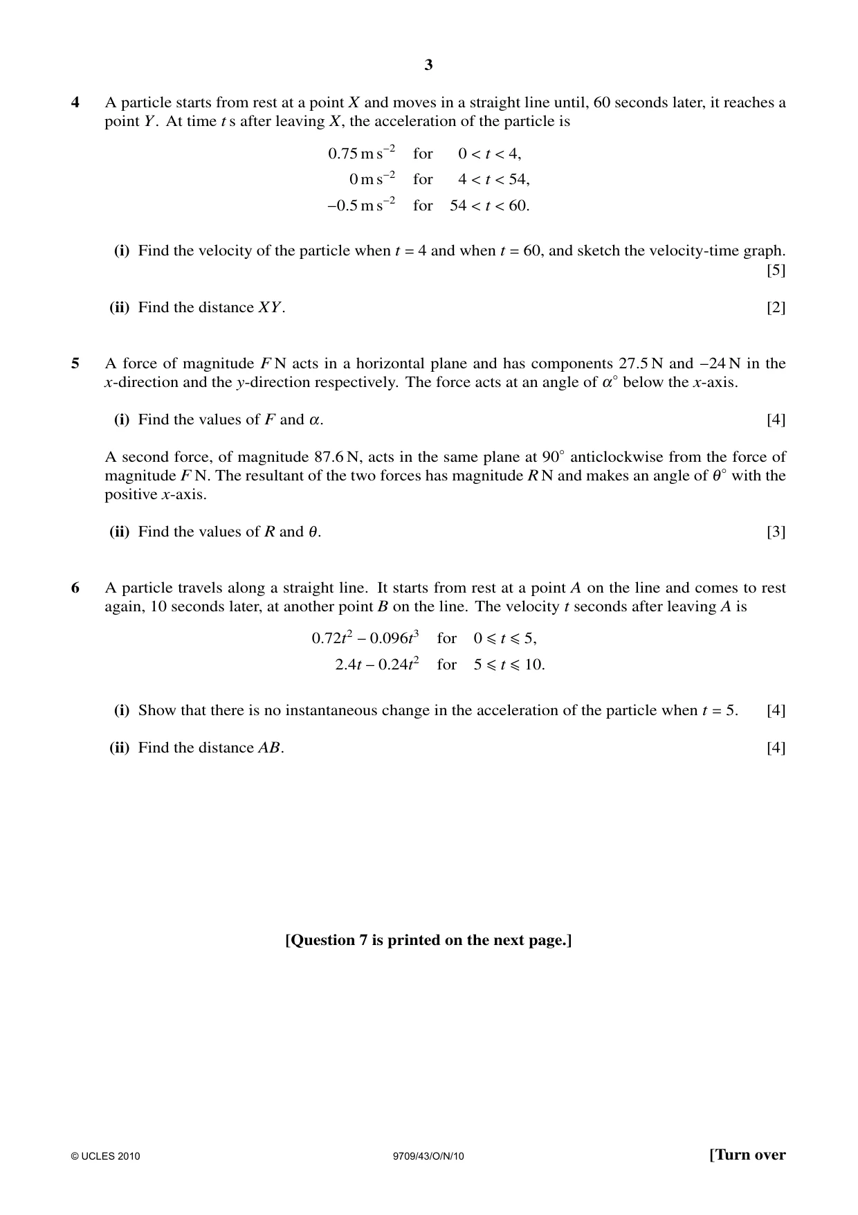 Cambridge A Level Mathematics 9709 2010 Oct/Nov Paper 4 · Variant 3 question paper, page 3 of 4