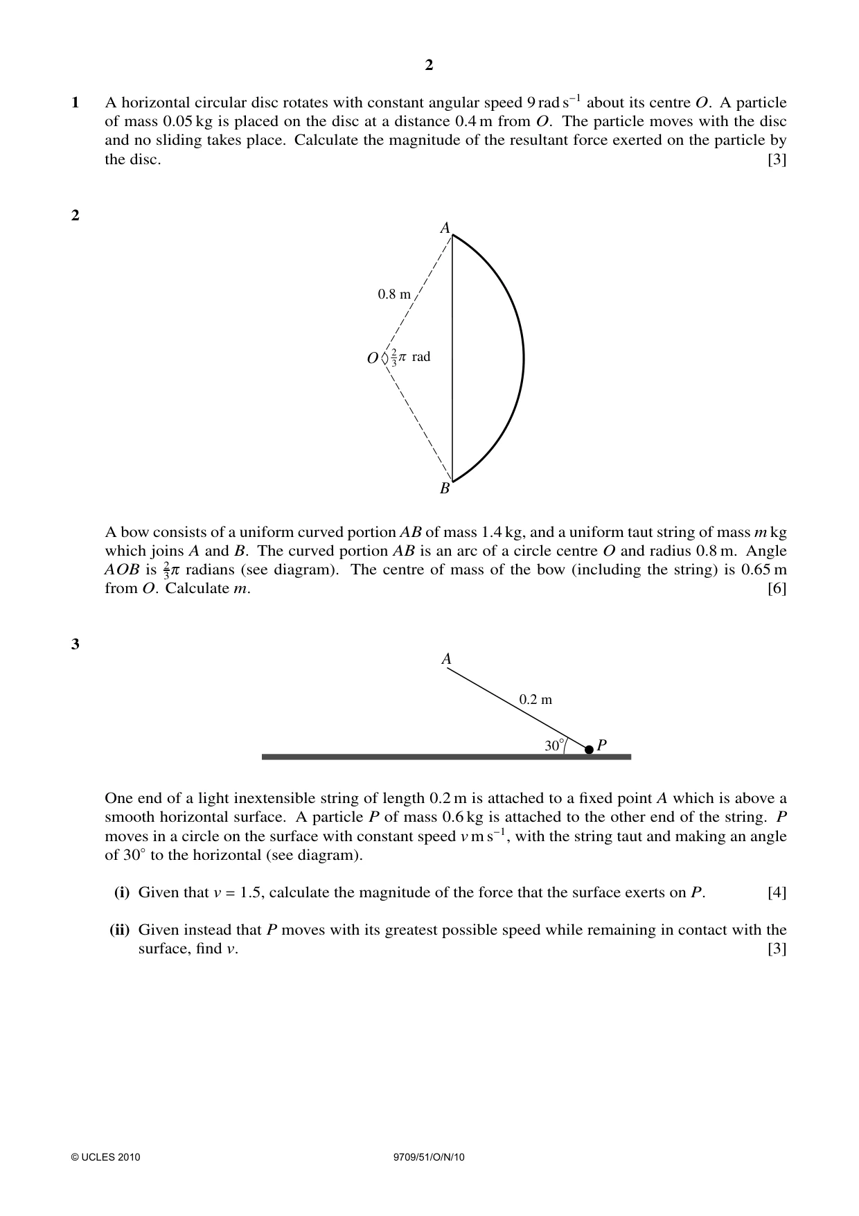 Cambridge A Level Mathematics 9709 2010 Oct/Nov Paper 5 · Variant 1 question paper, page 2 of 4