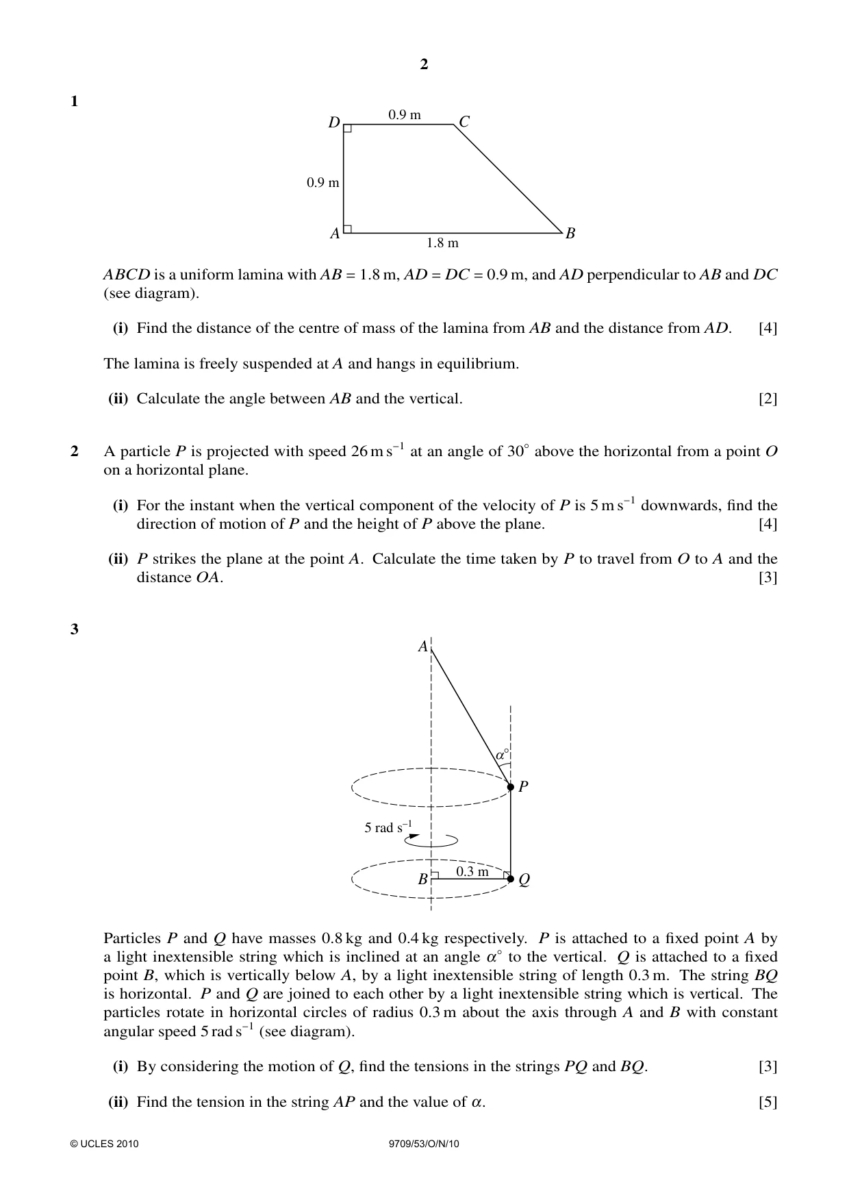 Cambridge A Level Mathematics 9709 2010 Oct/Nov Paper 5 · Variant 3 question paper, page 2 of 4