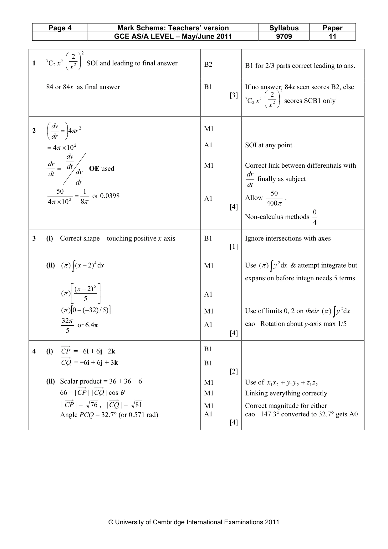 Mark scheme, page 4 of 6