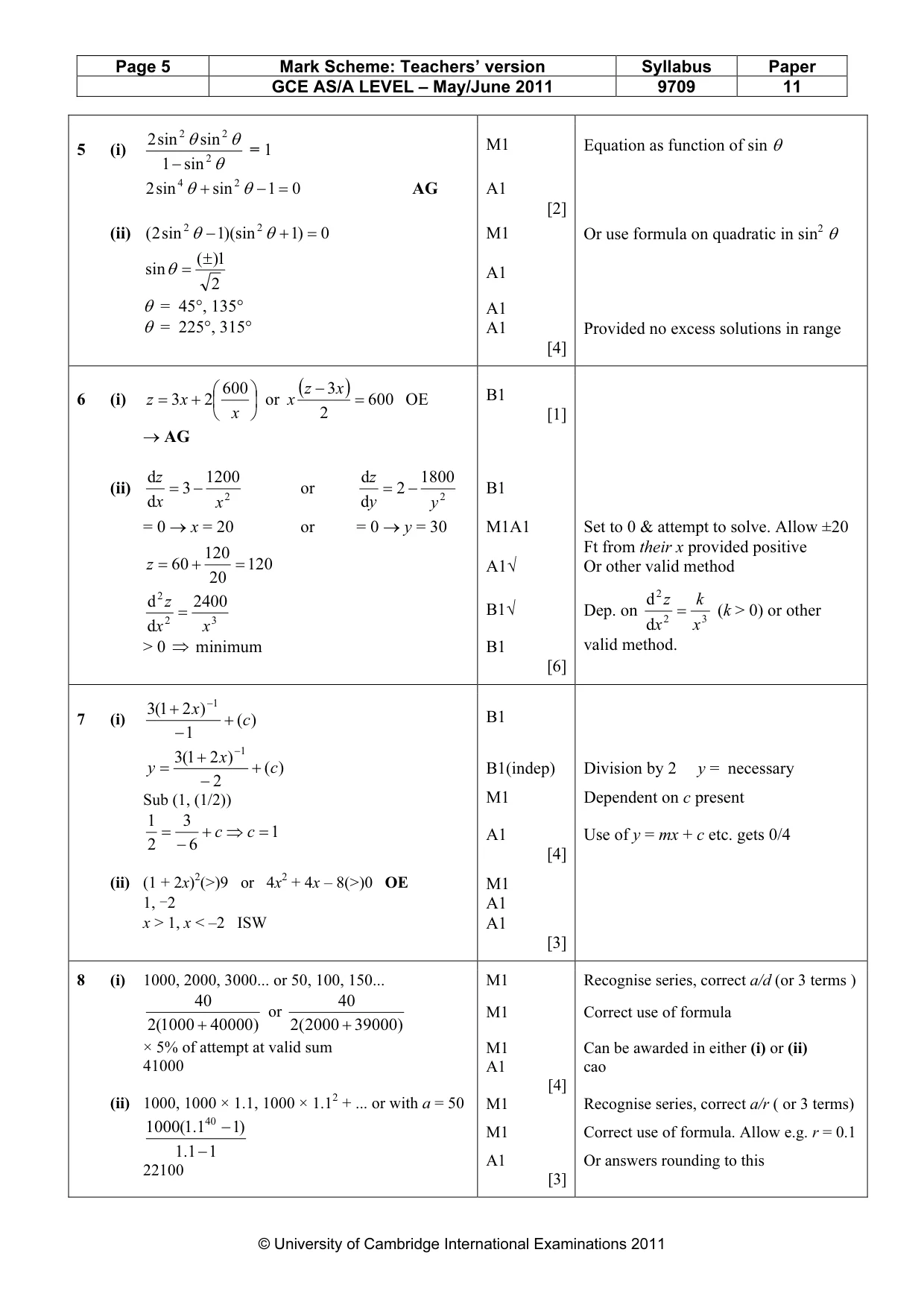Mark scheme, page 5 of 6