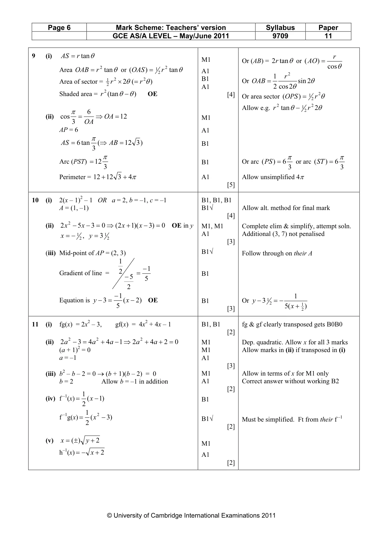 Mark scheme, page 6 of 6