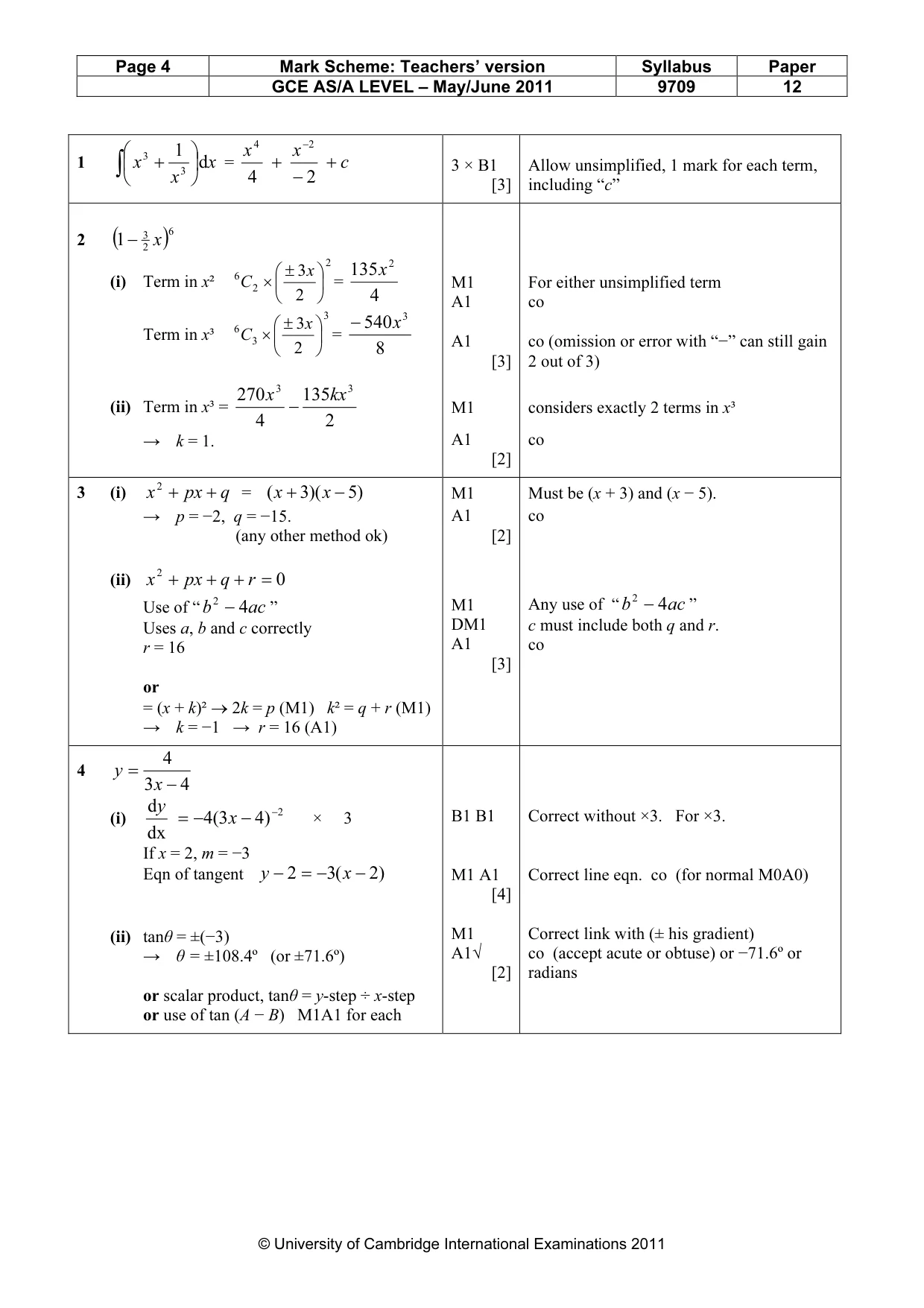 Mark scheme, page 4 of 7