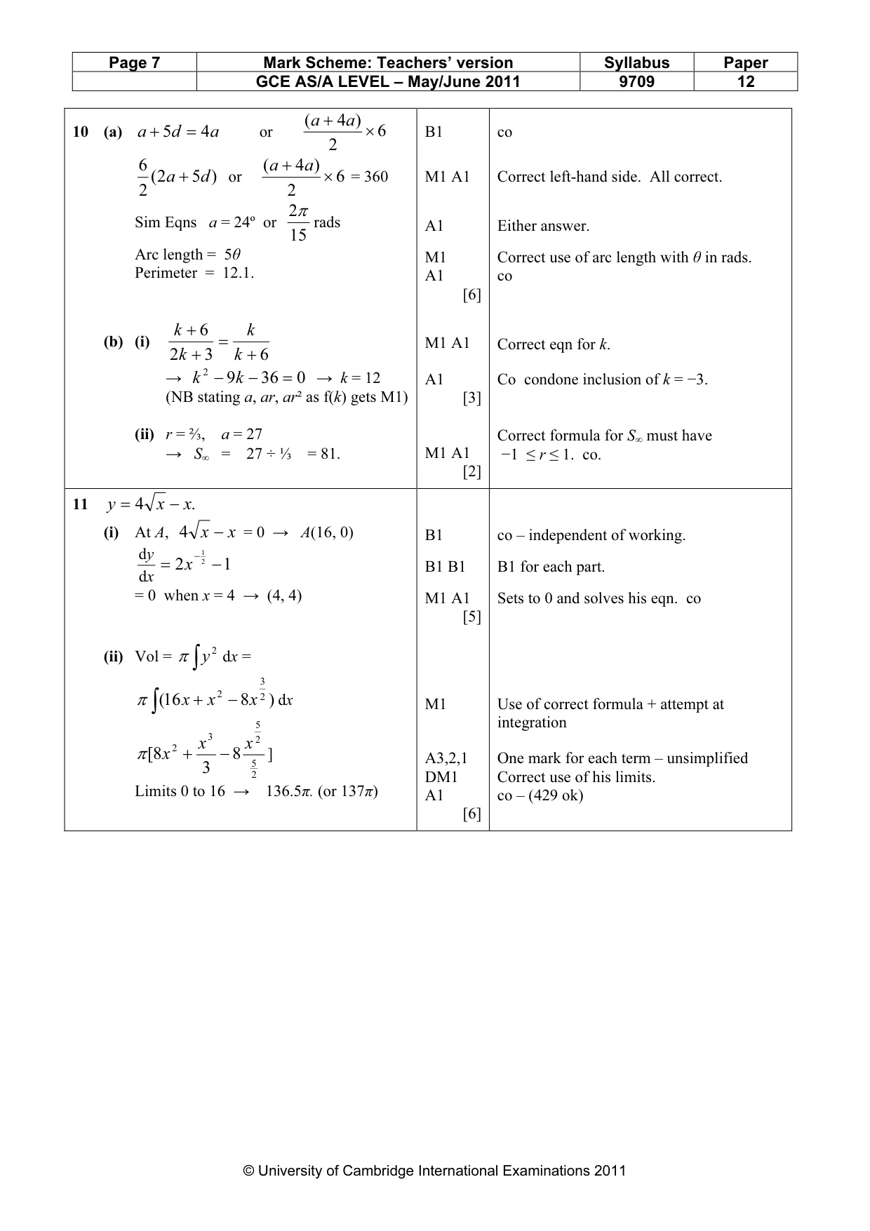 Mark scheme, page 7 of 7