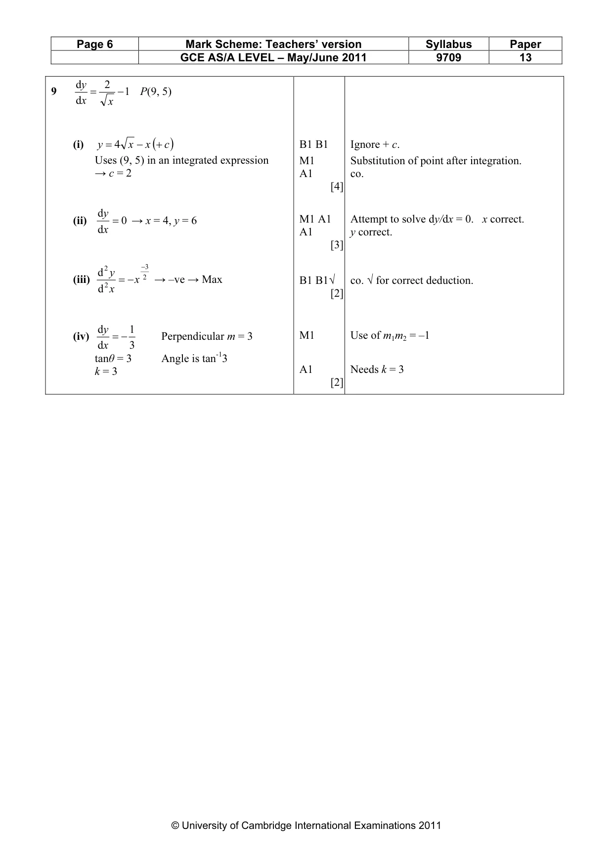 Mark scheme, page 6 of 7