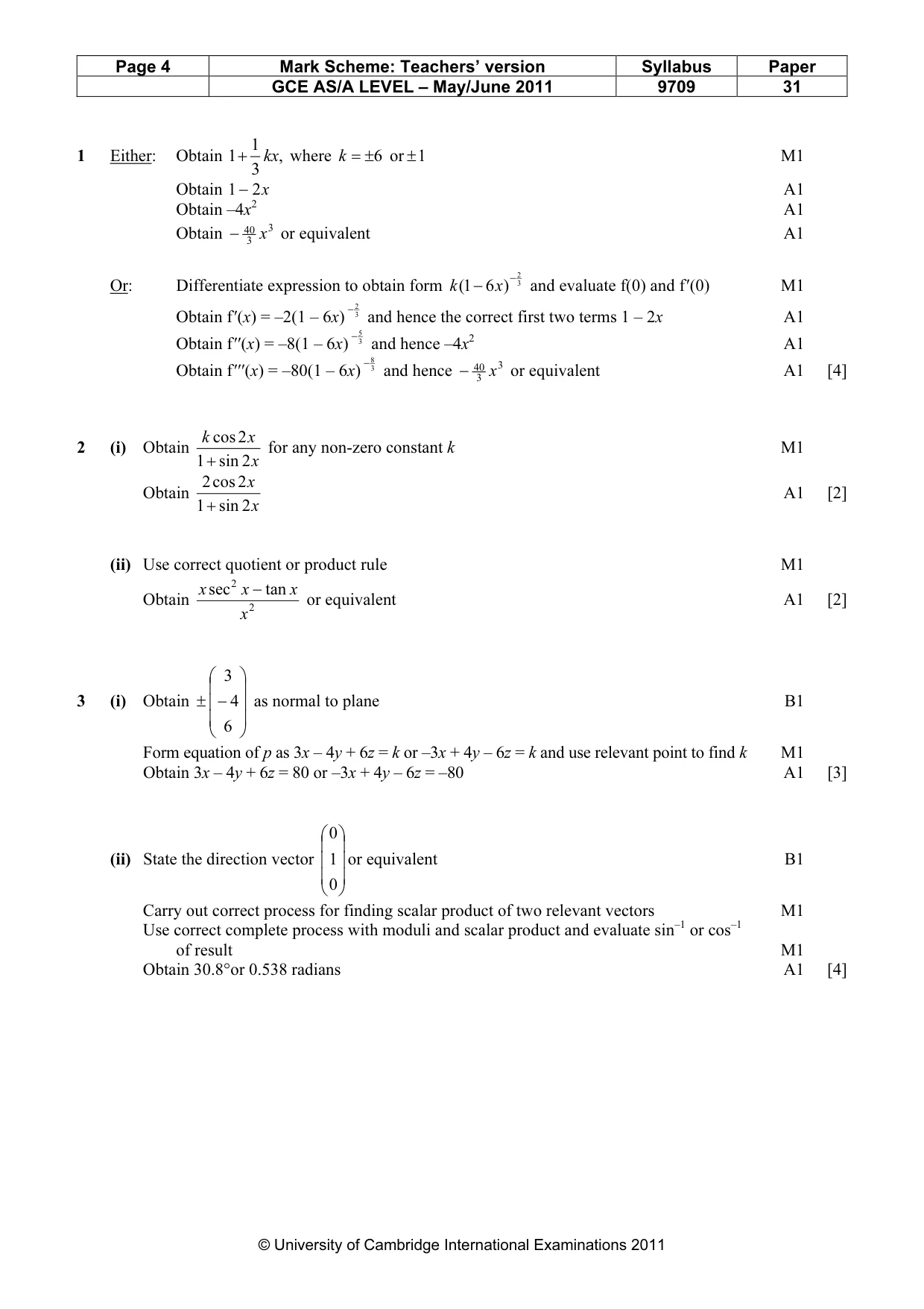 Mark scheme, page 4 of 7