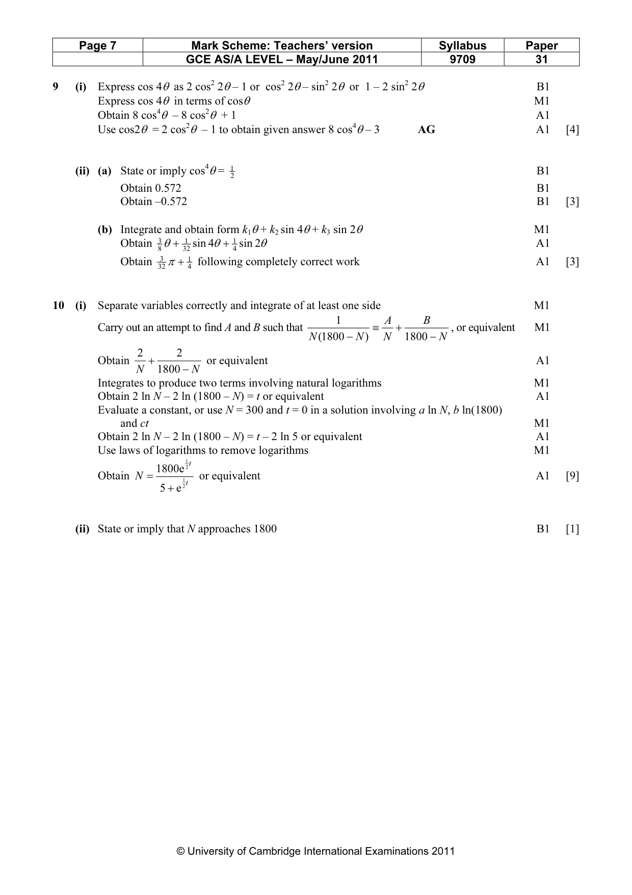 Mark scheme, page 7 of 7
