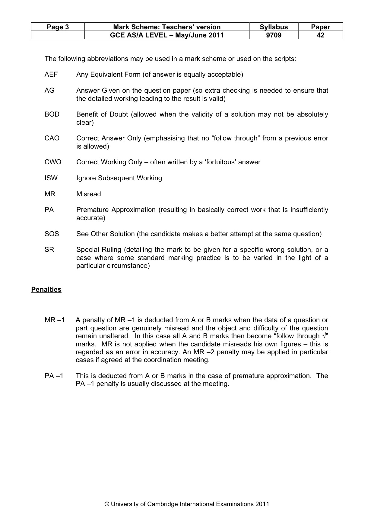 Mark scheme, page 3 of 7