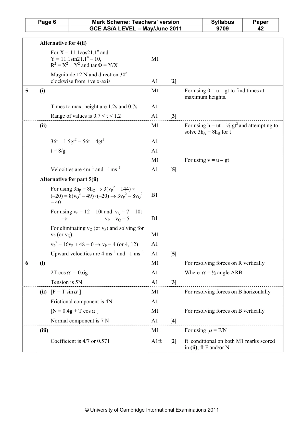 Mark scheme, page 6 of 7