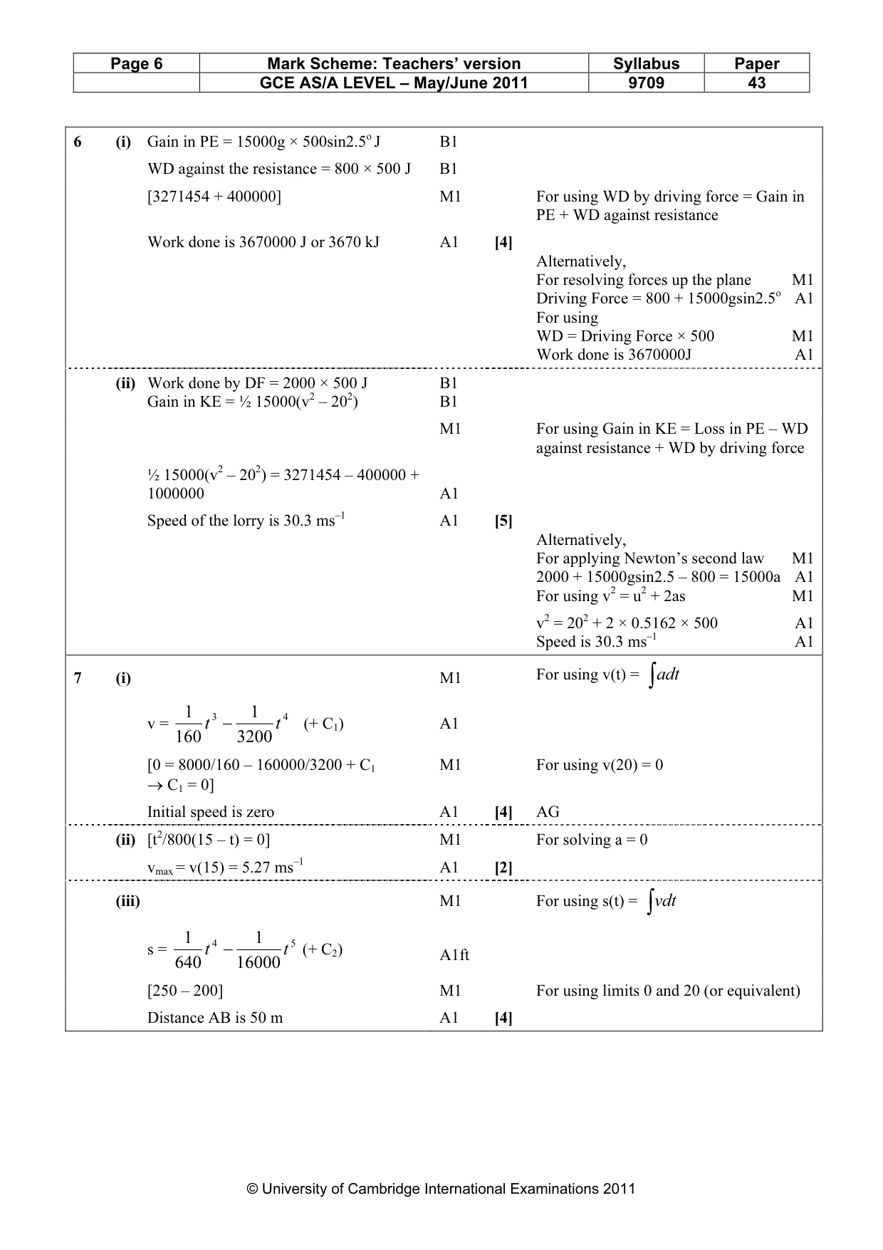 Mark scheme, page 6 of 6