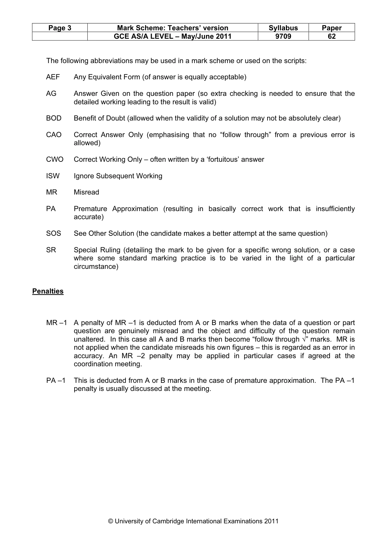 Mark scheme, page 3 of 6