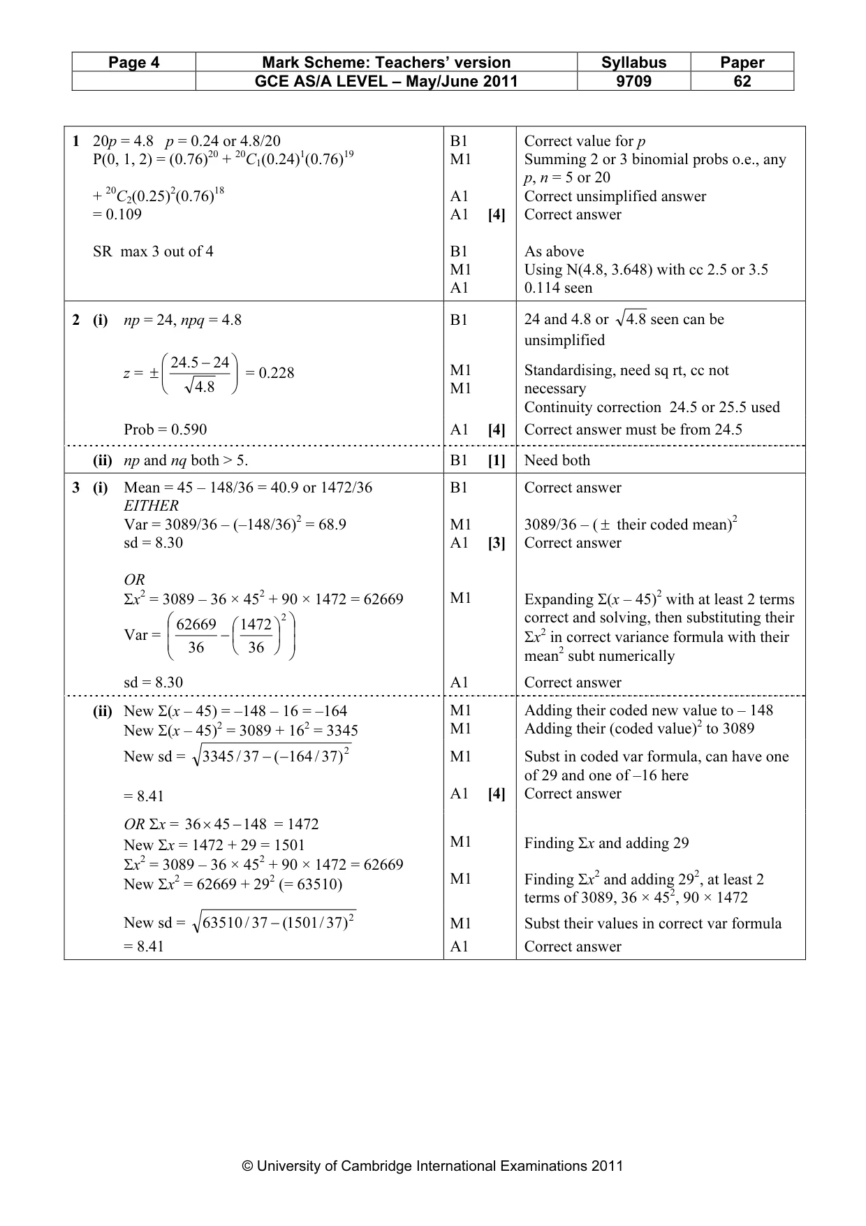 Mark scheme, page 4 of 6
