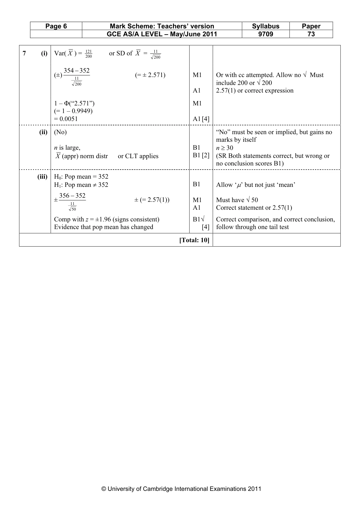 Mark scheme, page 6 of 6
