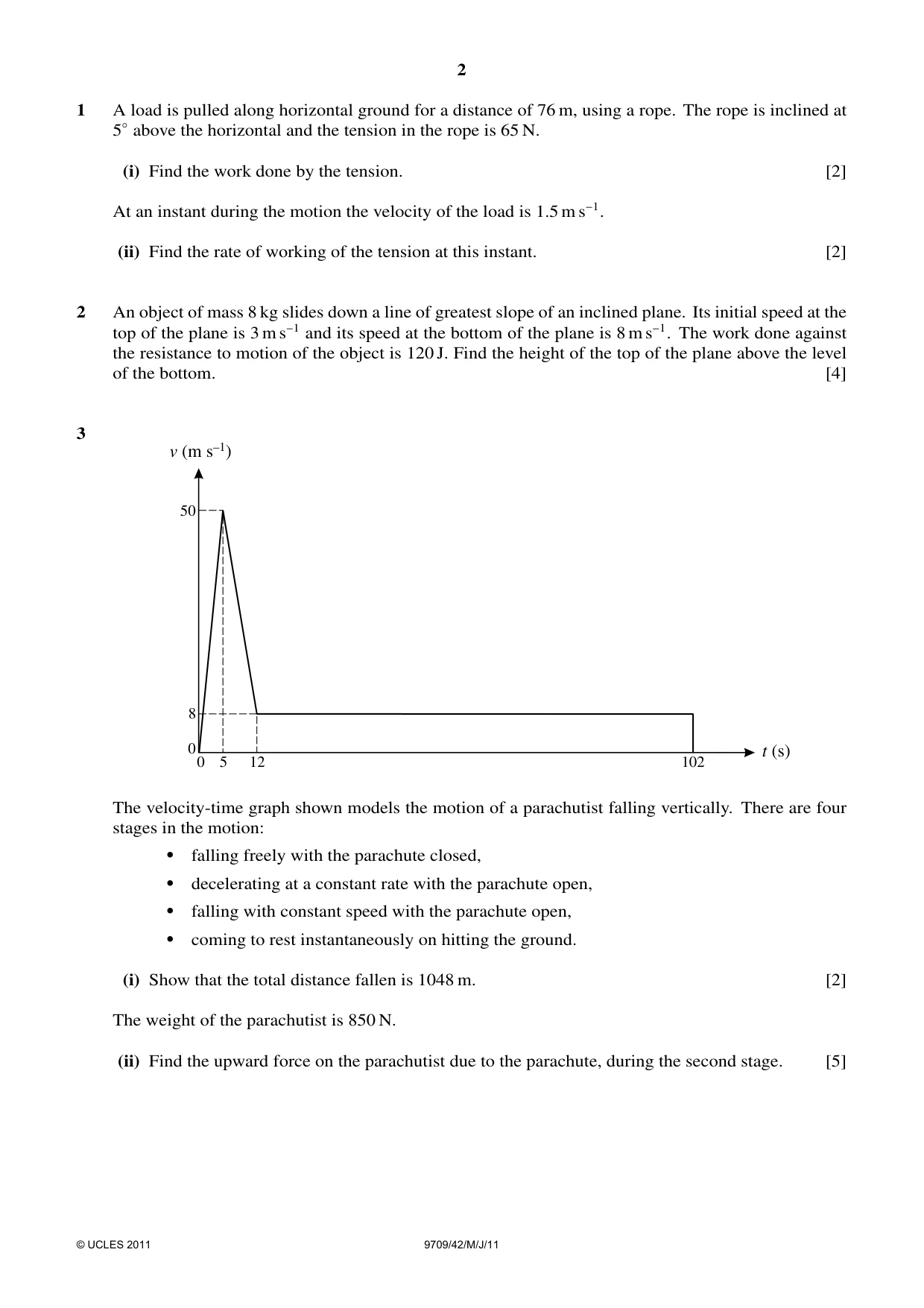 Cambridge A Level Mathematics 9709 2011 May/June Paper 4 · Variant 2 question paper, page 2 of 4