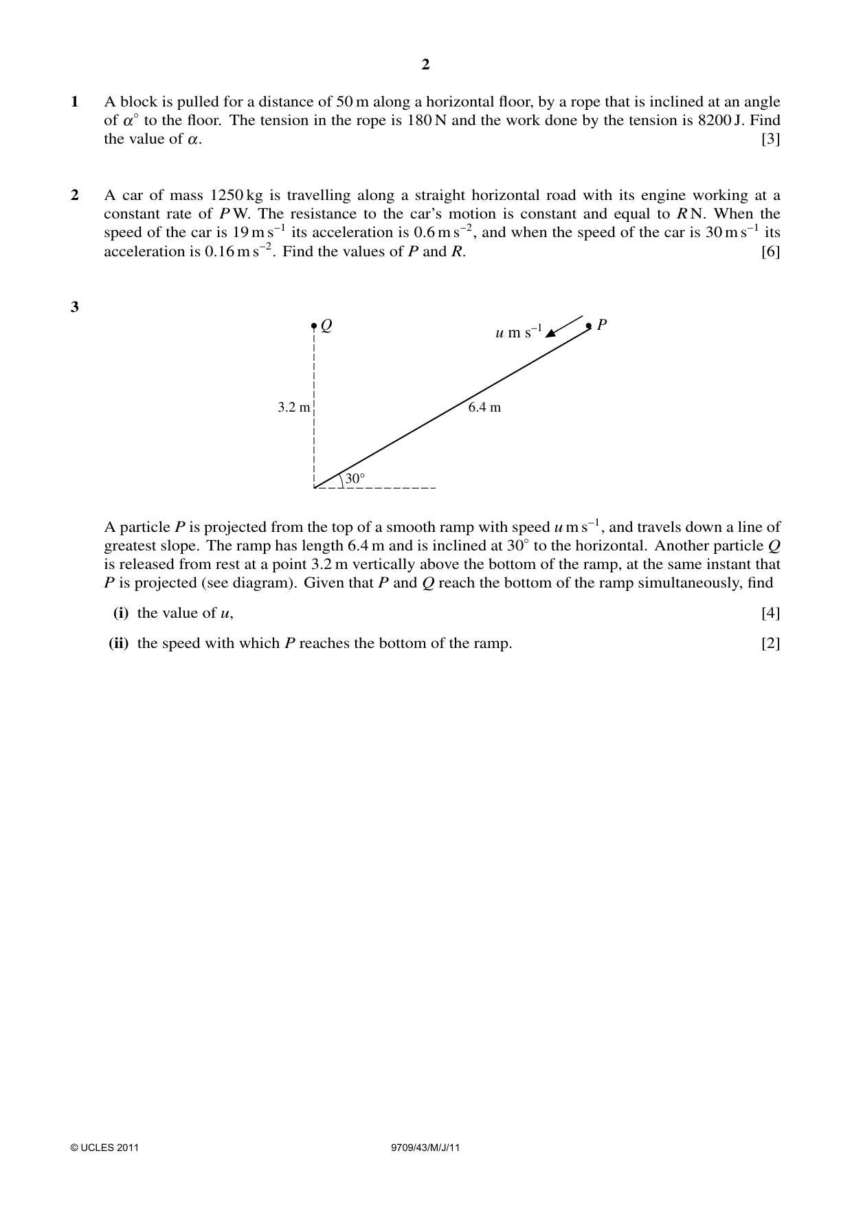 Cambridge A Level Mathematics 9709 2011 May/June Paper 4 · Variant 3 question paper, page 2 of 4