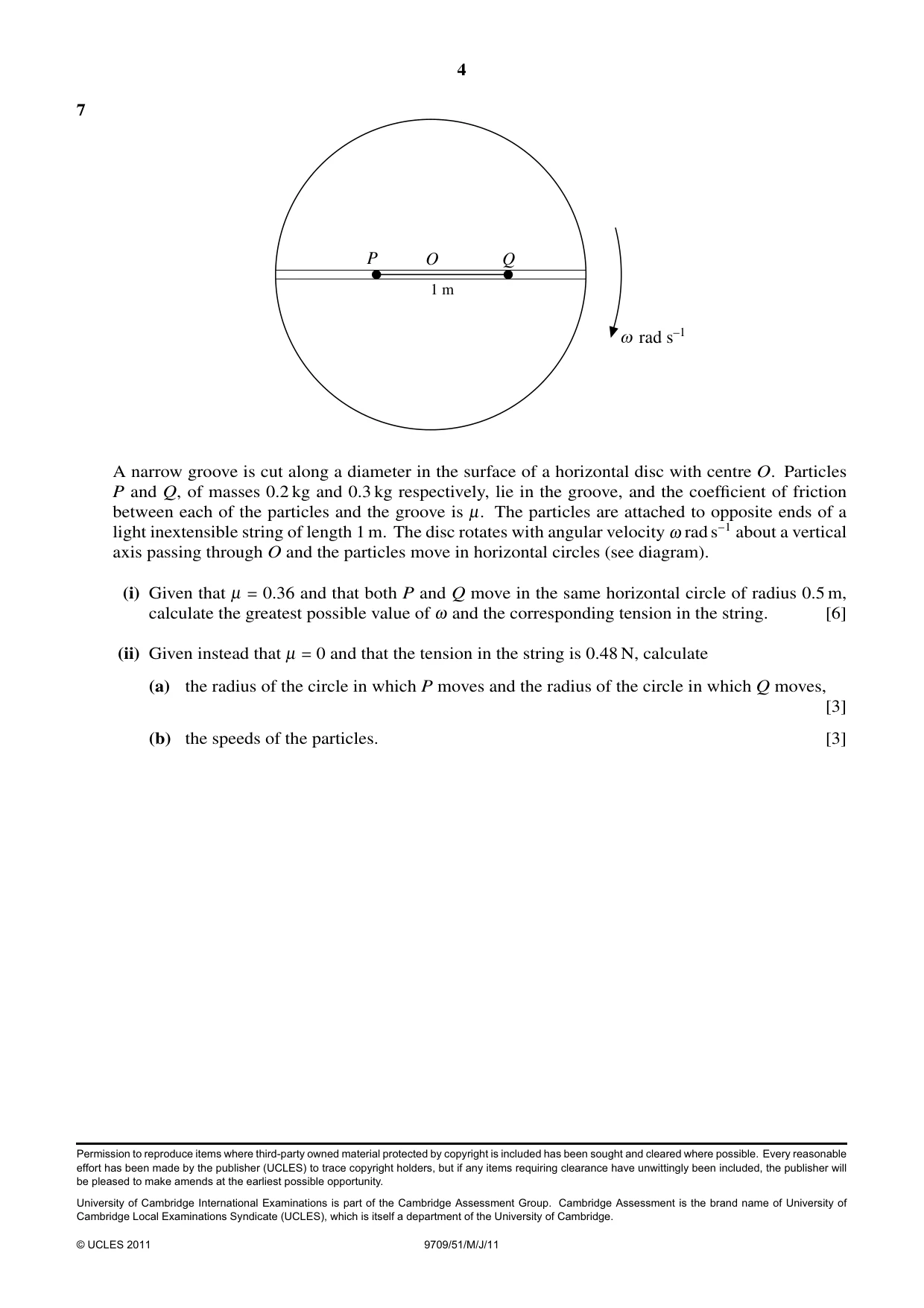 Cambridge A Level Mathematics 9709 2011 May/June Paper 5 · Variant 1 question paper, page 4 of 4