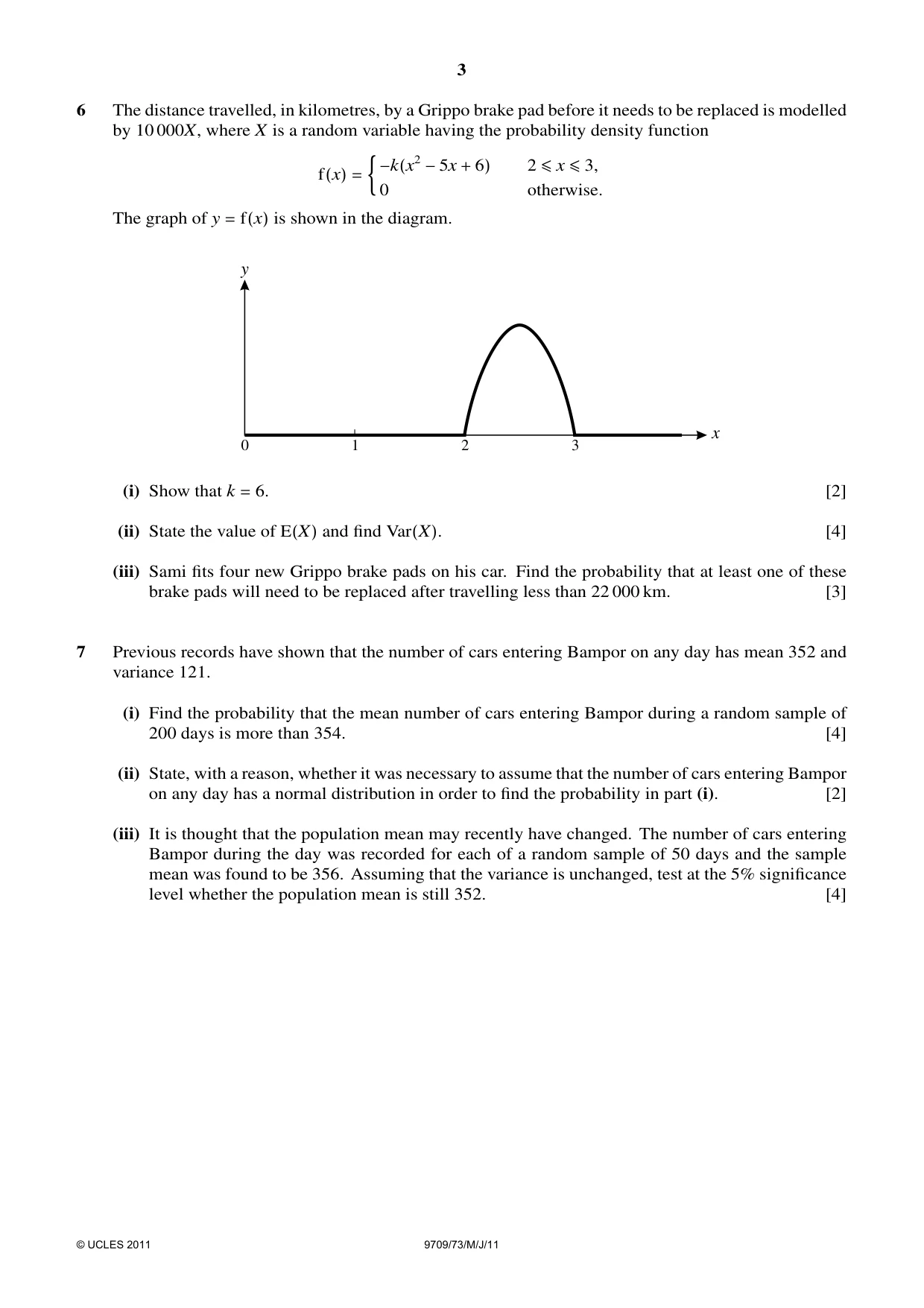 Cambridge A Level Mathematics 9709 2011 May/June Paper 7 · Variant 3 question paper, page 3 of 4