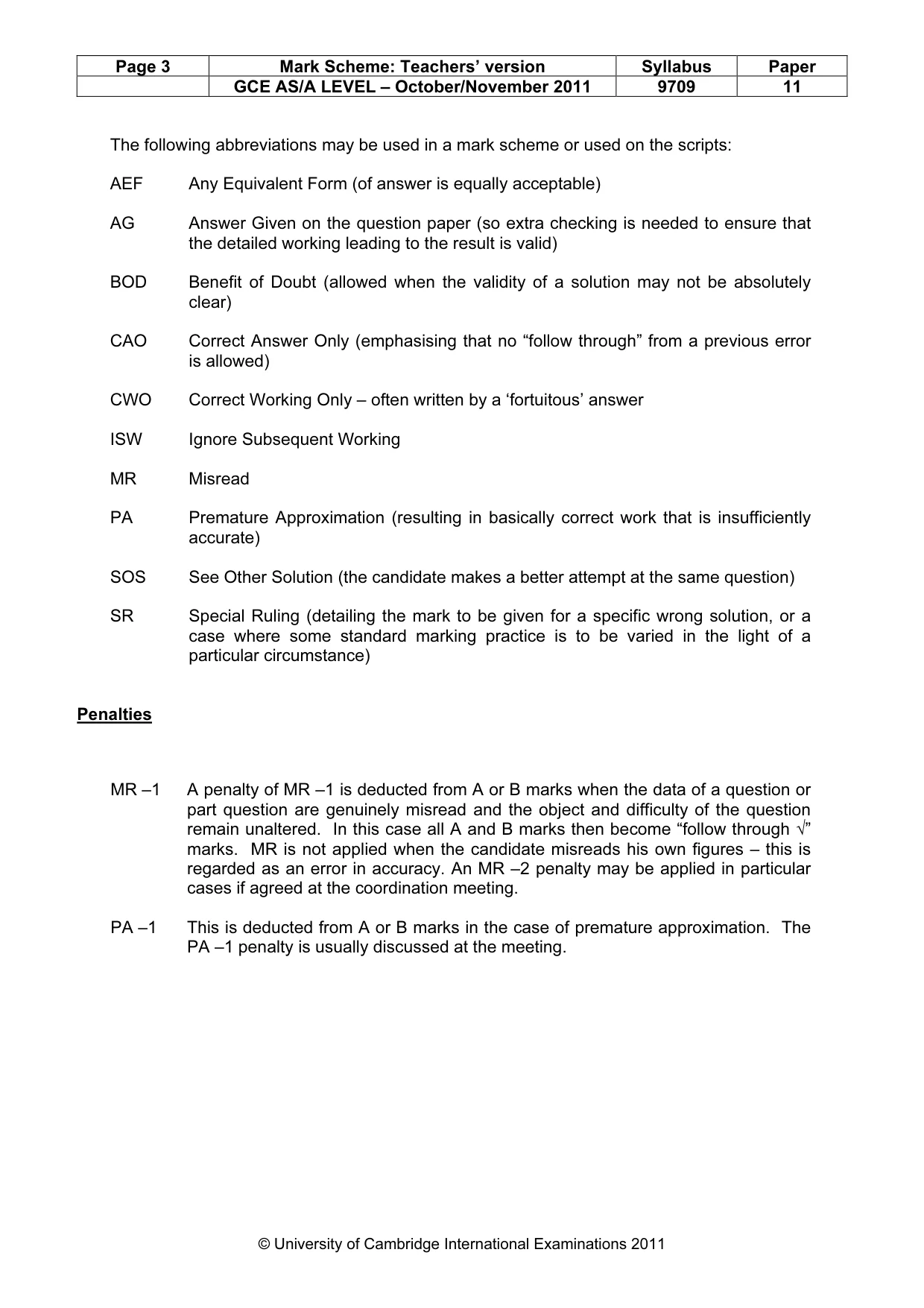 Mark scheme, page 3 of 7