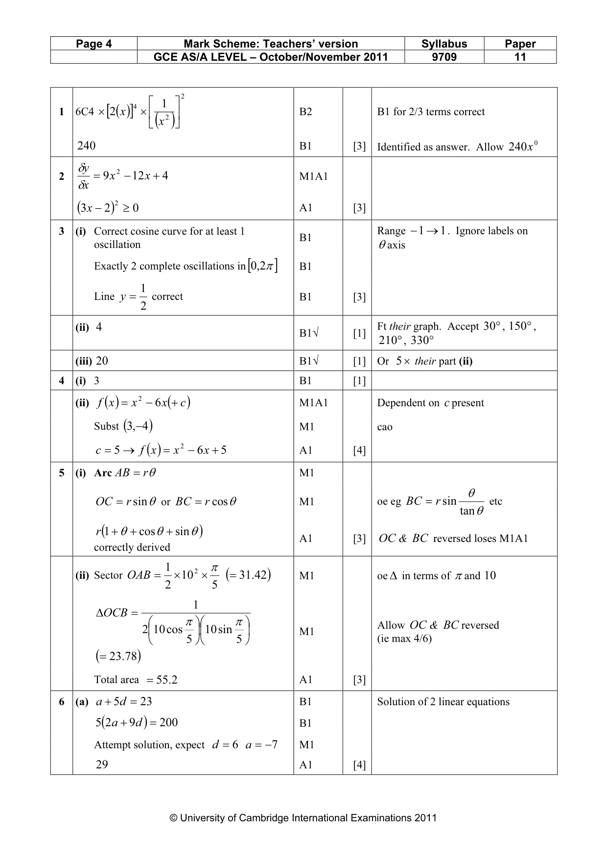Mark scheme, page 4 of 7