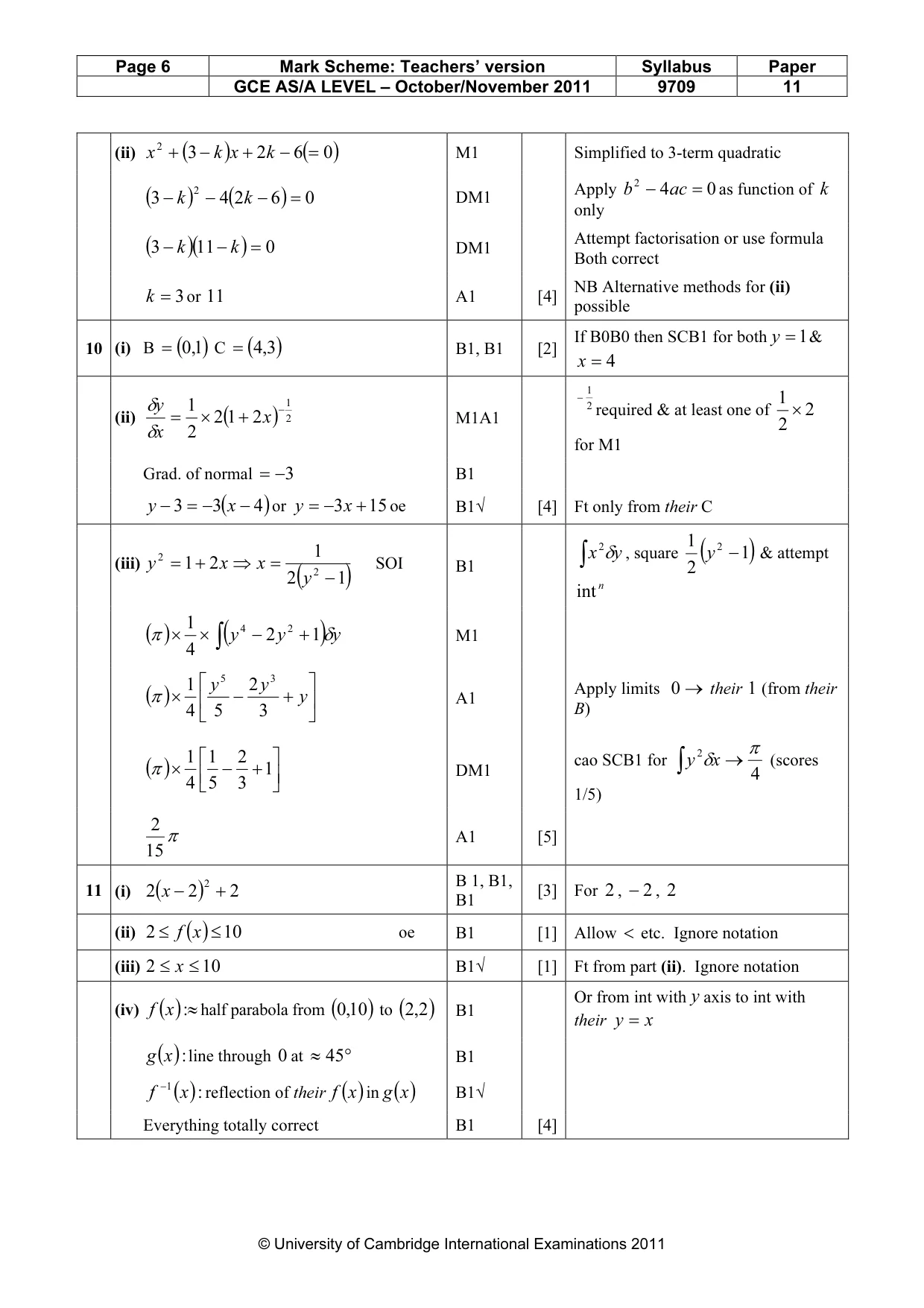 Mark scheme, page 6 of 7
