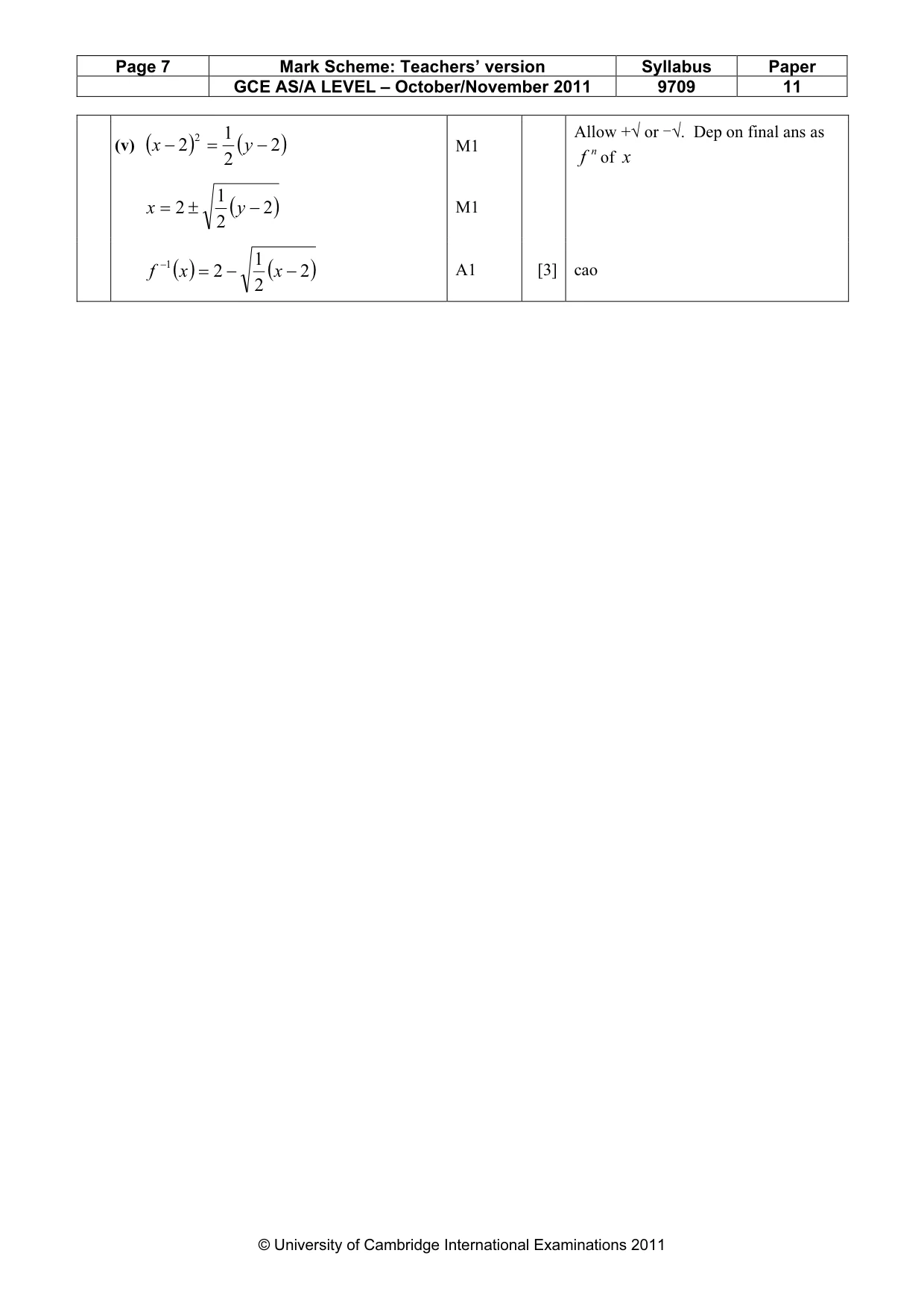 Mark scheme, page 7 of 7