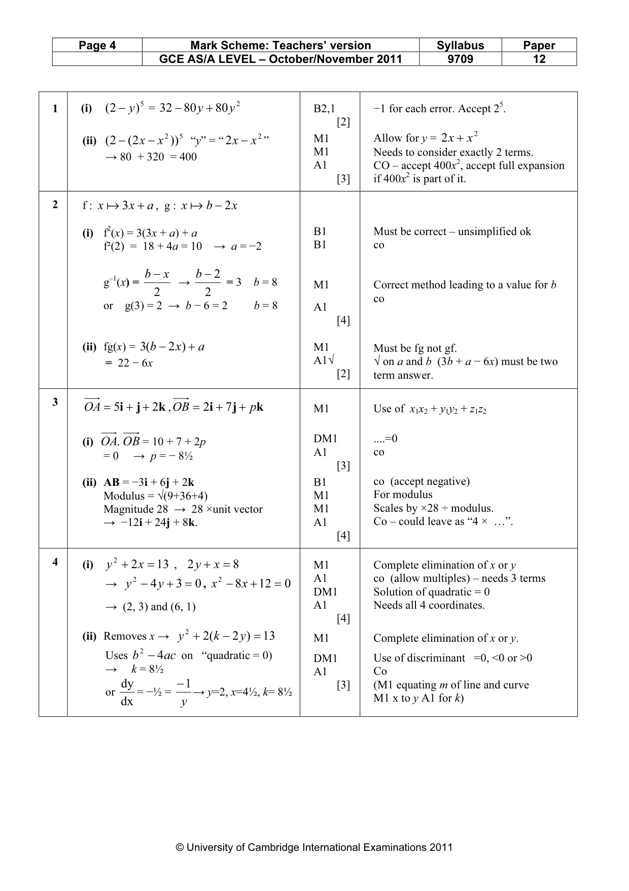 Mark scheme, page 4 of 6
