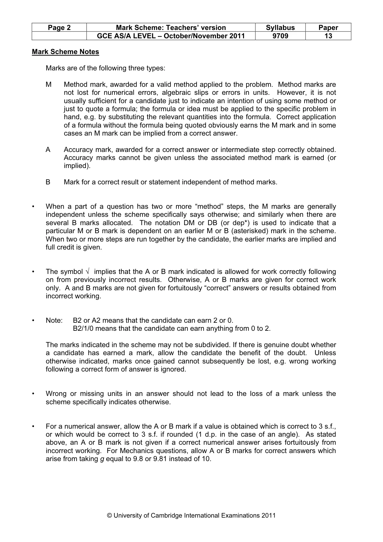 Mark scheme, page 2 of 8