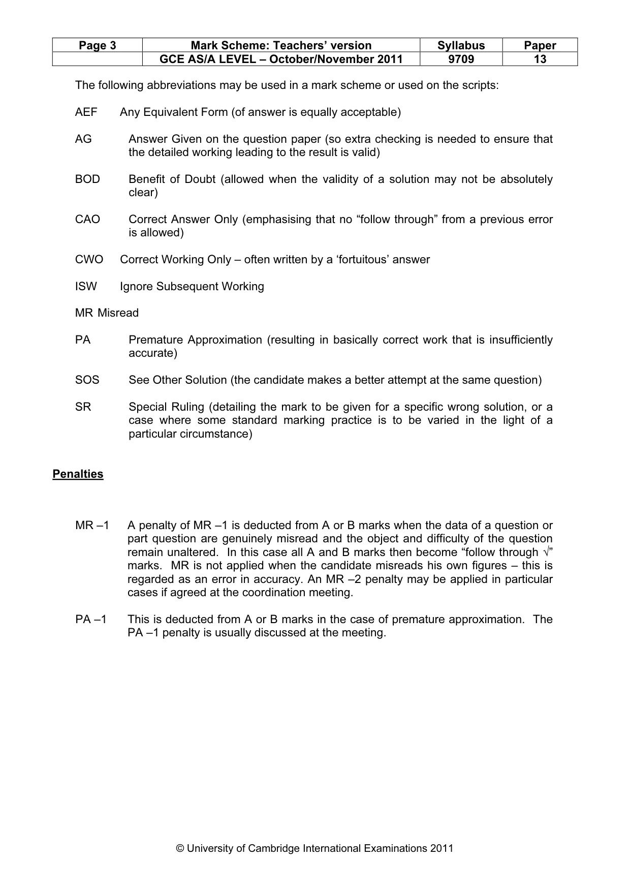 Mark scheme, page 3 of 8