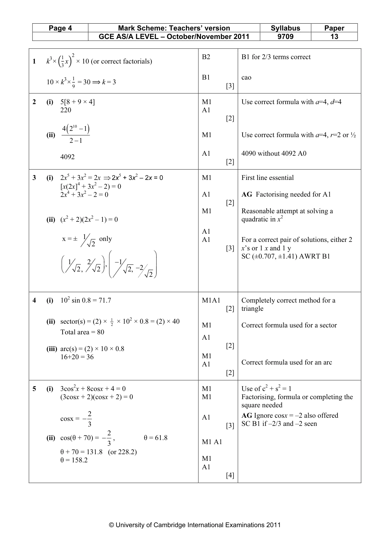Mark scheme, page 4 of 8