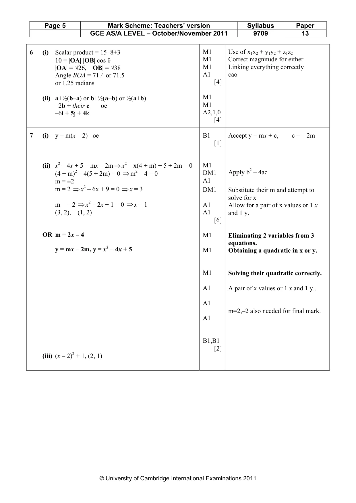 Mark scheme, page 5 of 8